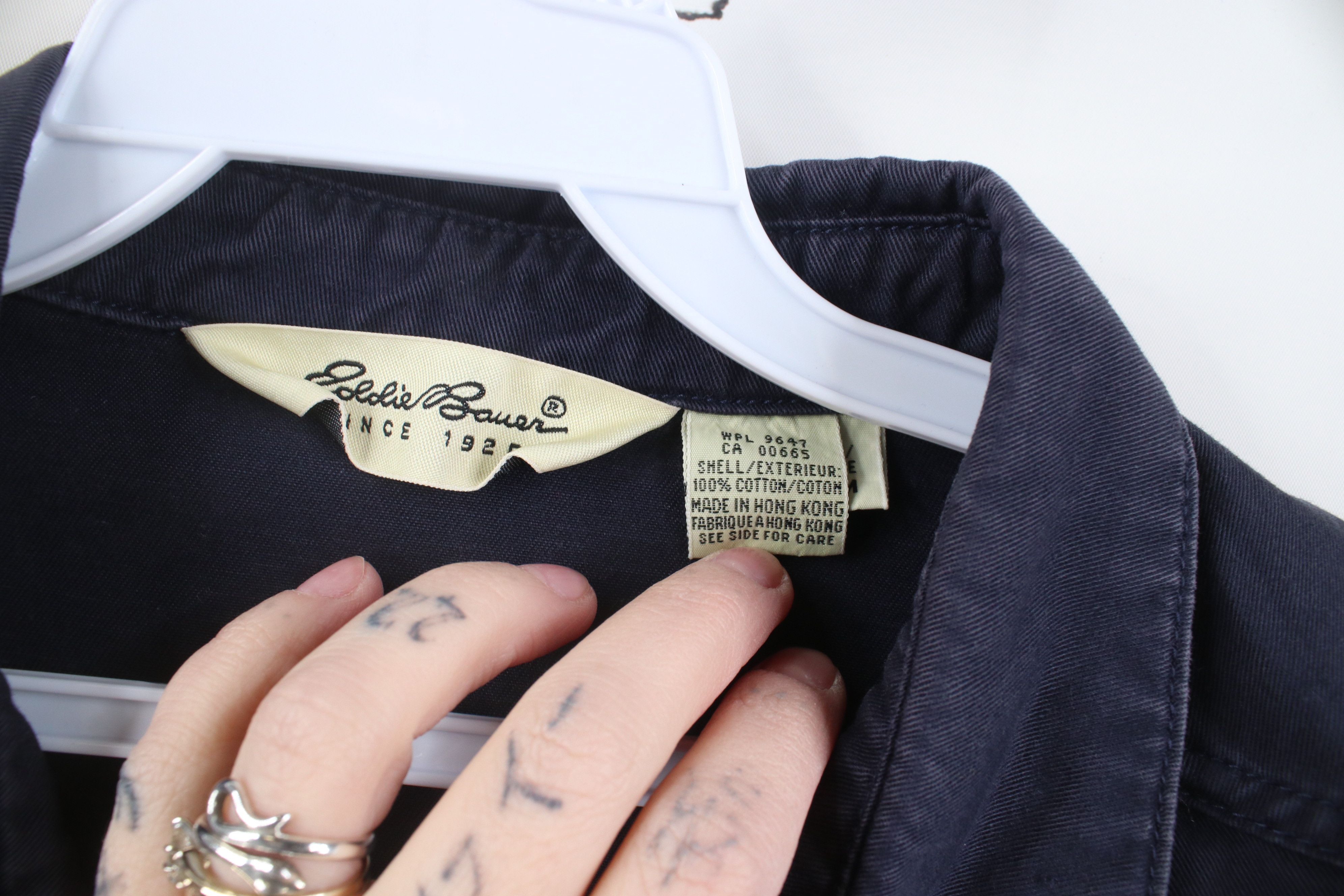 Eddie Bauer Vintage 90s Eddie Bauer Cotton Twill Bomber Jacket Navy Blue Size US M / EU 48-50 / 2 - 10 Thumbnail