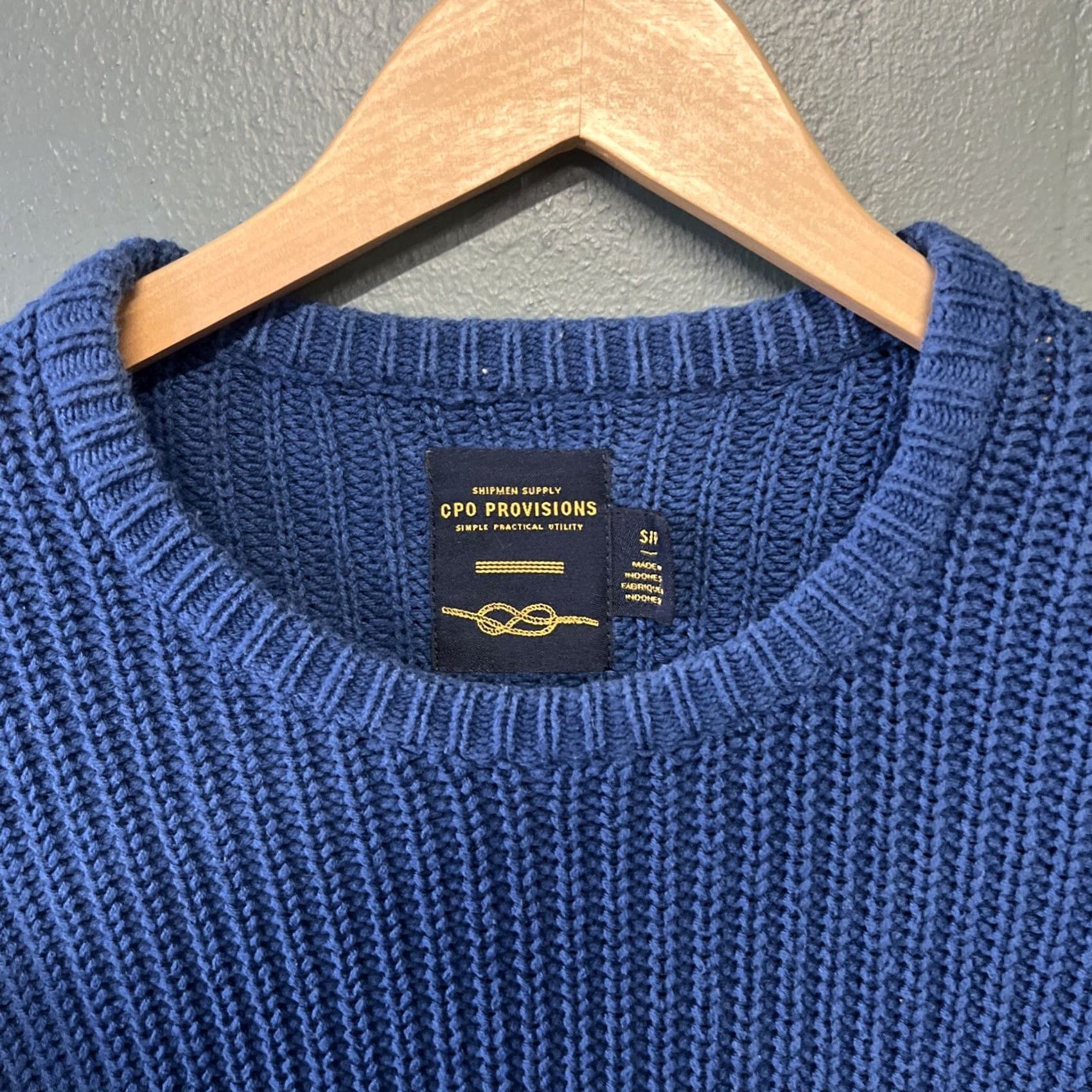Vintage CPO Provisions Crewneck Sweater Blue Small Knit Crew Neck Casual Workwear 90s Vintage? (No N/A) Size US S / EU 44-46 / 1 - 2 Thumbnail