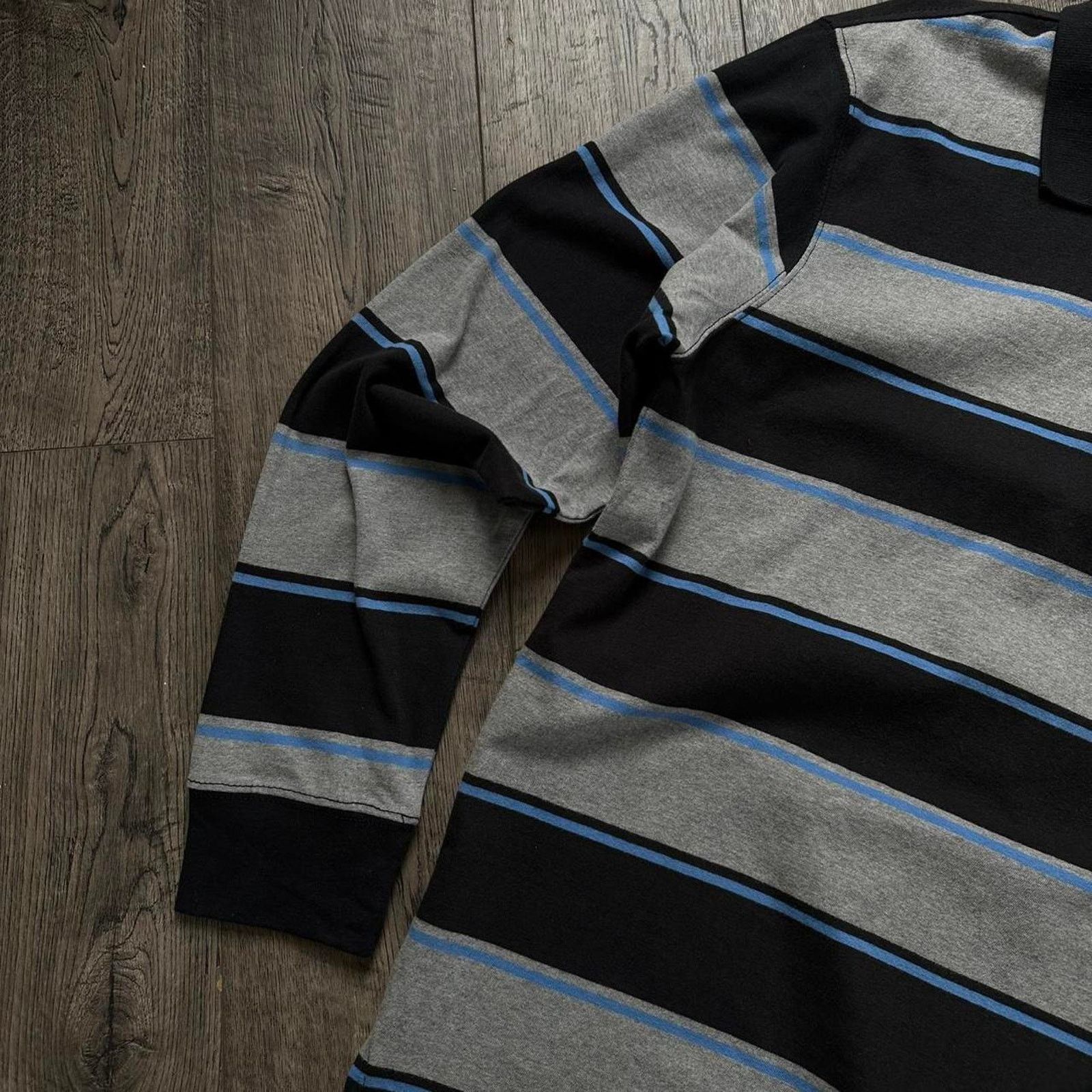 Old Navy × Vintage Vintage Y2K Striped Skater Old Navy Polo Longsleeve Shirt Size US L / EU 52-54 / 3 - 2 Thumbnail