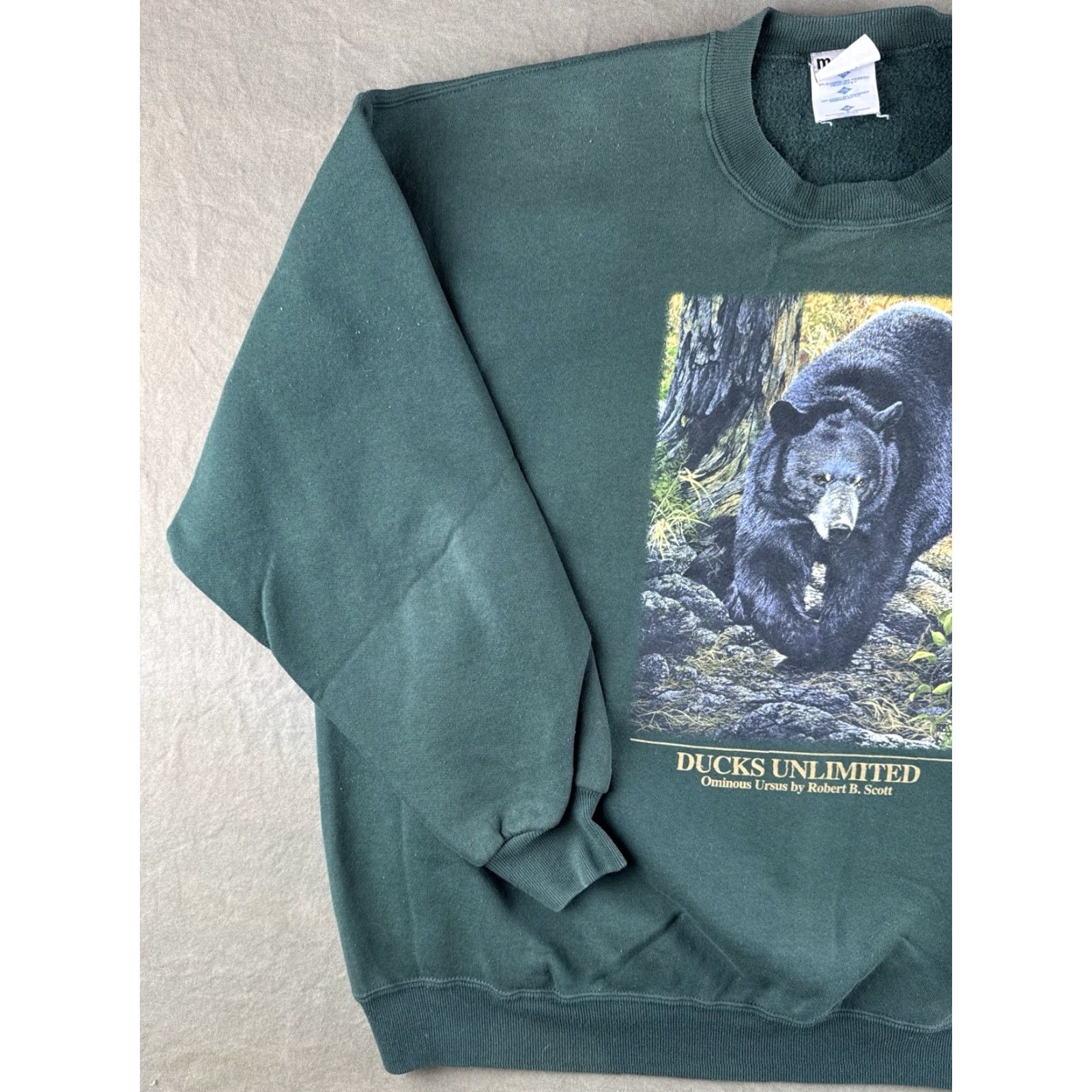 Vintage VINTAGE Ducks Unlimited Black Bear Nature Wildlife Sweatshirt Marathon 2XL Black Forest Green Crew Neck Long Sleeve Mens 90s Outdoor Nature Pullover Size US XXL / EU 58 / 5 - 2 Thumbnail