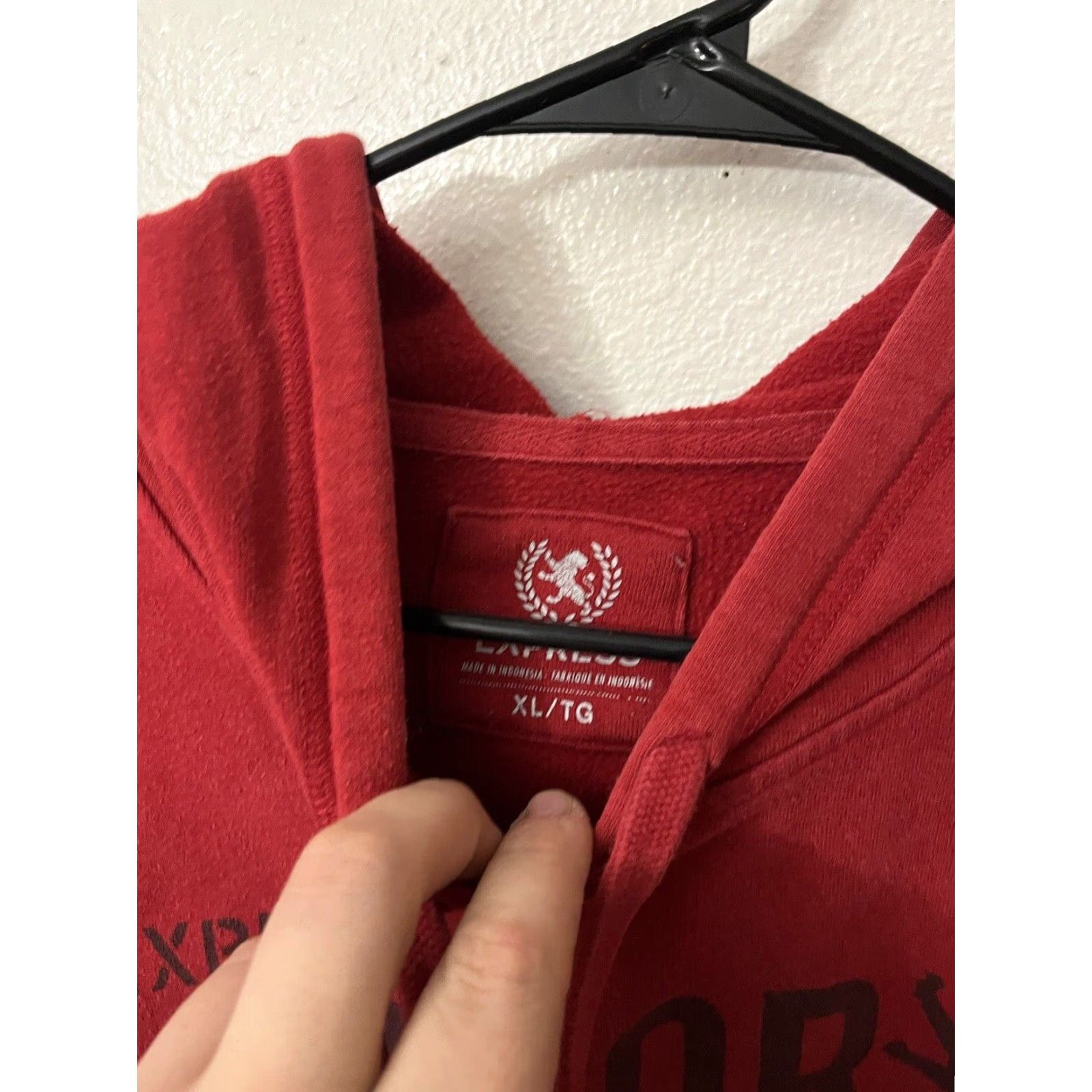 Express Express Hoodie Men’s XL Red - Pullover Graphic Print Hoodie - Kangaroo Pocket - Logo - City Modern American - XXX Size US XL / EU 56 / 4 - 3 Thumbnail