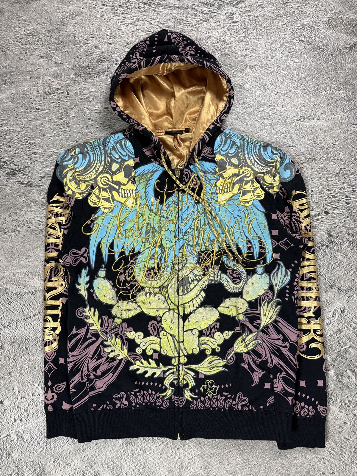 Ed Hardy Ed Hardy zip hoodie vintage Christian Audigier gold black Size US XL / EU 56 / 4 - 1 Thumbnail