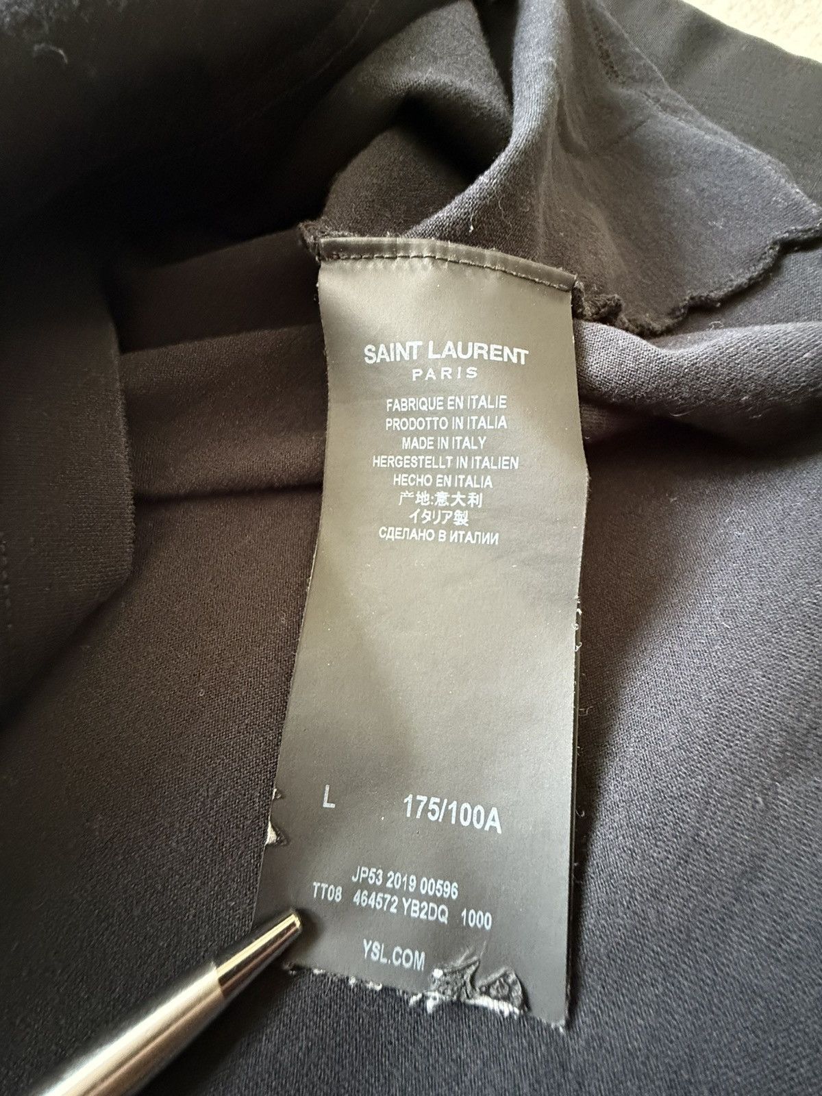 Saint Laurent Paris $550 Saint Laurent Rive Gauche black logo t shirt L Size US L / EU 52-54 / 3 - 18 Thumbnail
