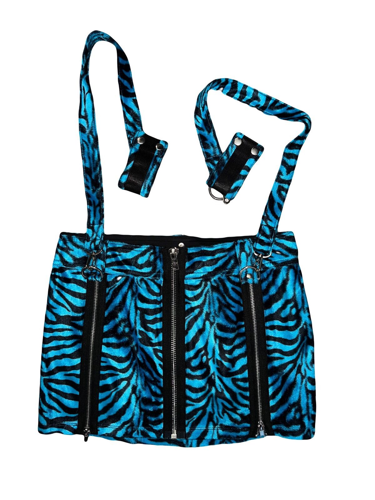 Tripp NYC Blue zebra mini skirt with hand cuff 🦓💙 Size 24" / US 00 / IT 34 - 1 Thumbnail