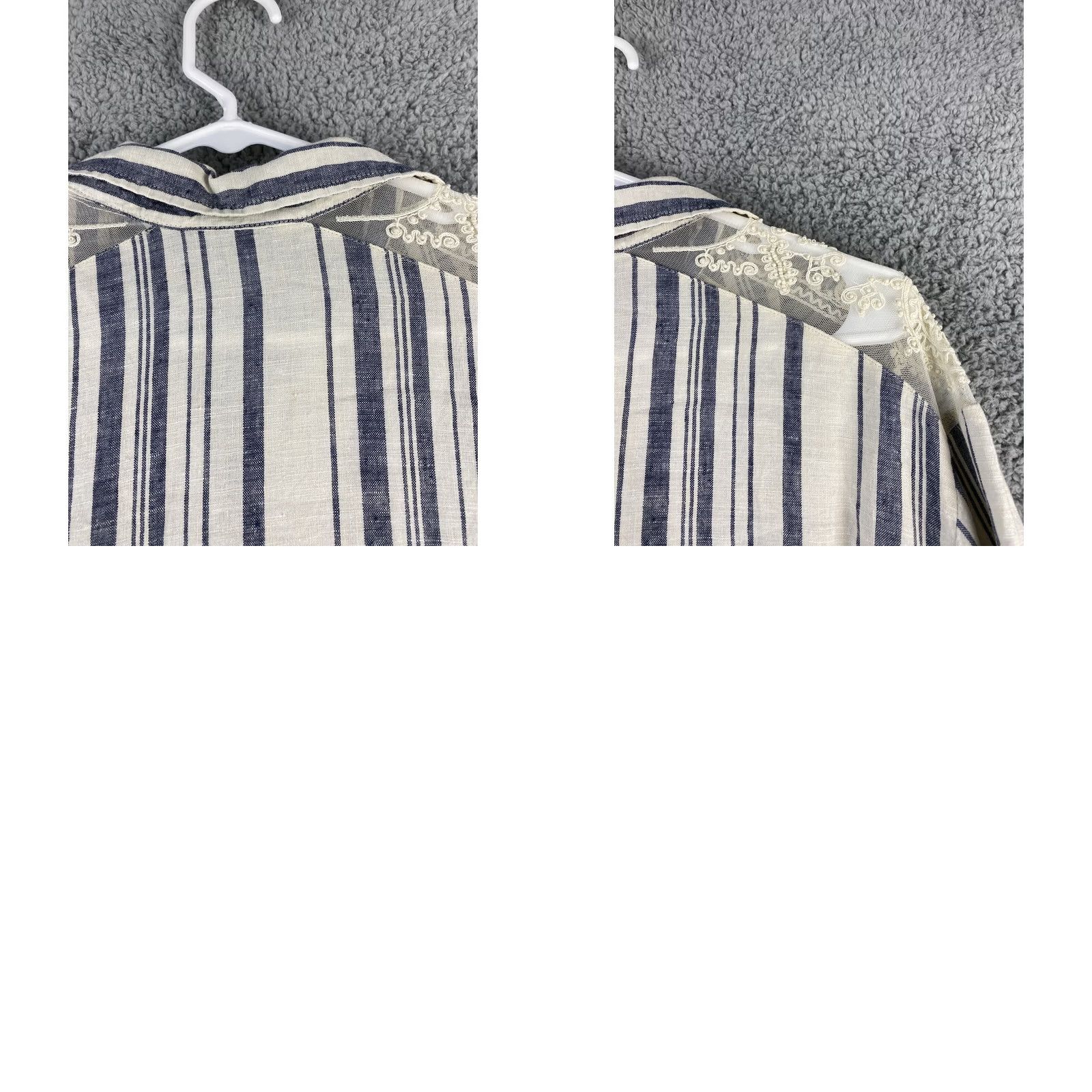 Zara Zara Shirt Dress Women’s L Gray Ivory Striped Long Sleeve Collared Button Hi-Low Hem Pockets Knit Dress Size L / US 10 / IT 46 - 8 Thumbnail