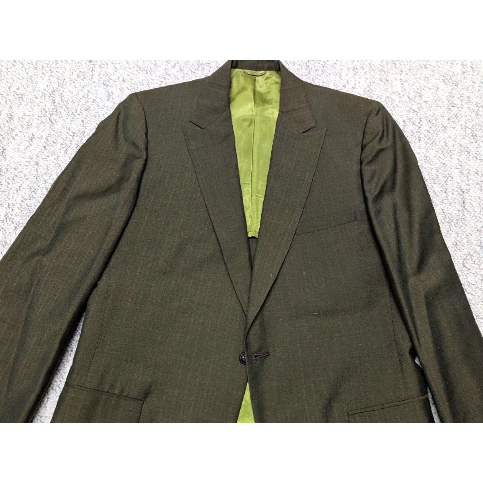 Vintage VINTAGE Hammonton Park 1960s USA SHARKSKIN green 40L blazer Jacket Blazer Men Wool Silk single-breasted peak two-button long Size 40R - 7 Thumbnail