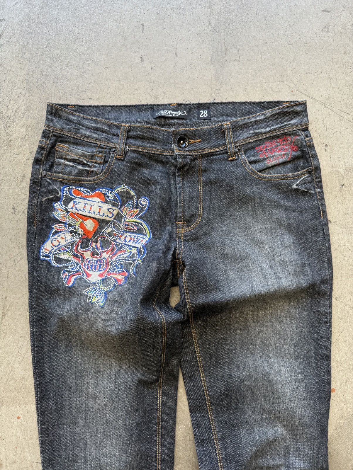 Ed Hardy Women’s Ed hardy vintage Y2K 00s straight fit denim skull 28 Size 28" / US 6 / IT 42 - 1 Thumbnail