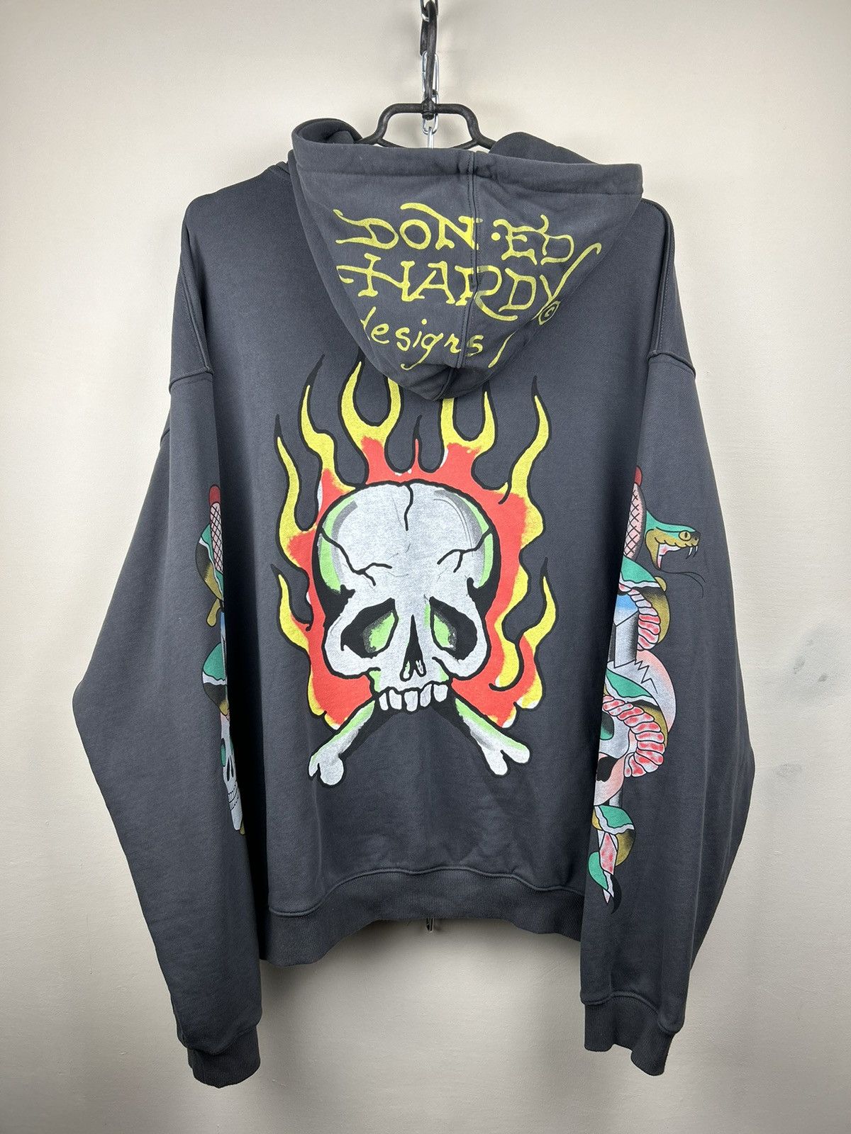 Ed Hardy Vintage Ed Hardy Zip Hoodie Fire Skull Rare Tatto Size US L / EU 52-54 / 3 - 2 Thumbnail