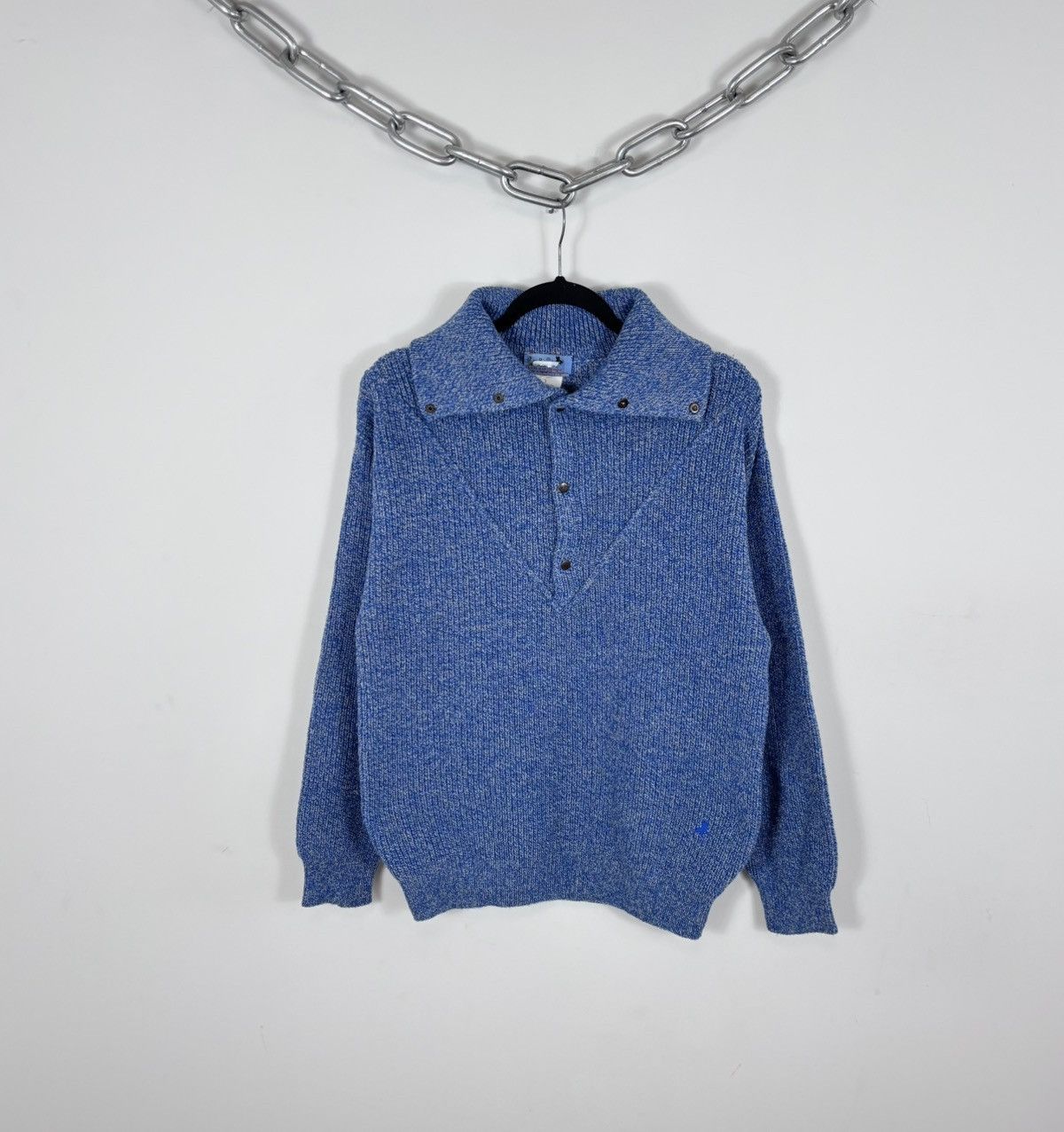 Vintage Vintage Tycesa Spanish Men’s Blue Collared Wool Knit Sweater Size US M / EU 48-50 / 2 - 1 Thumbnail