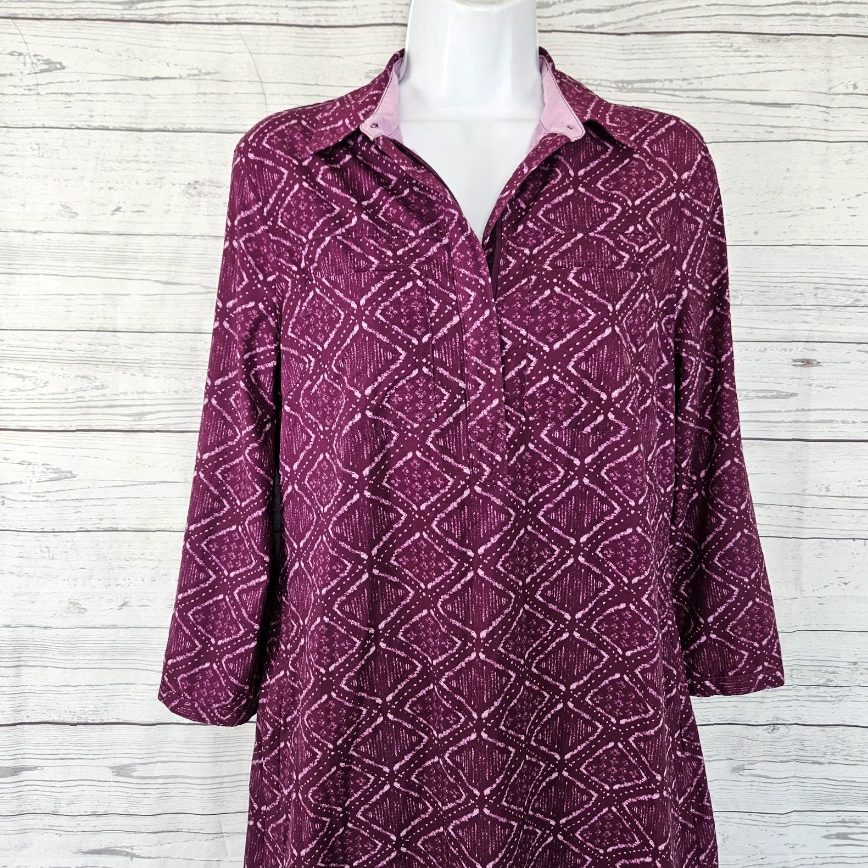 Vintage Title Nine Womens Adventurista Dress S Purple 3/4 Sleeve A-Line Casual Travel Shirts Womens Size S / US 4 / IT 40 - 2 Thumbnail