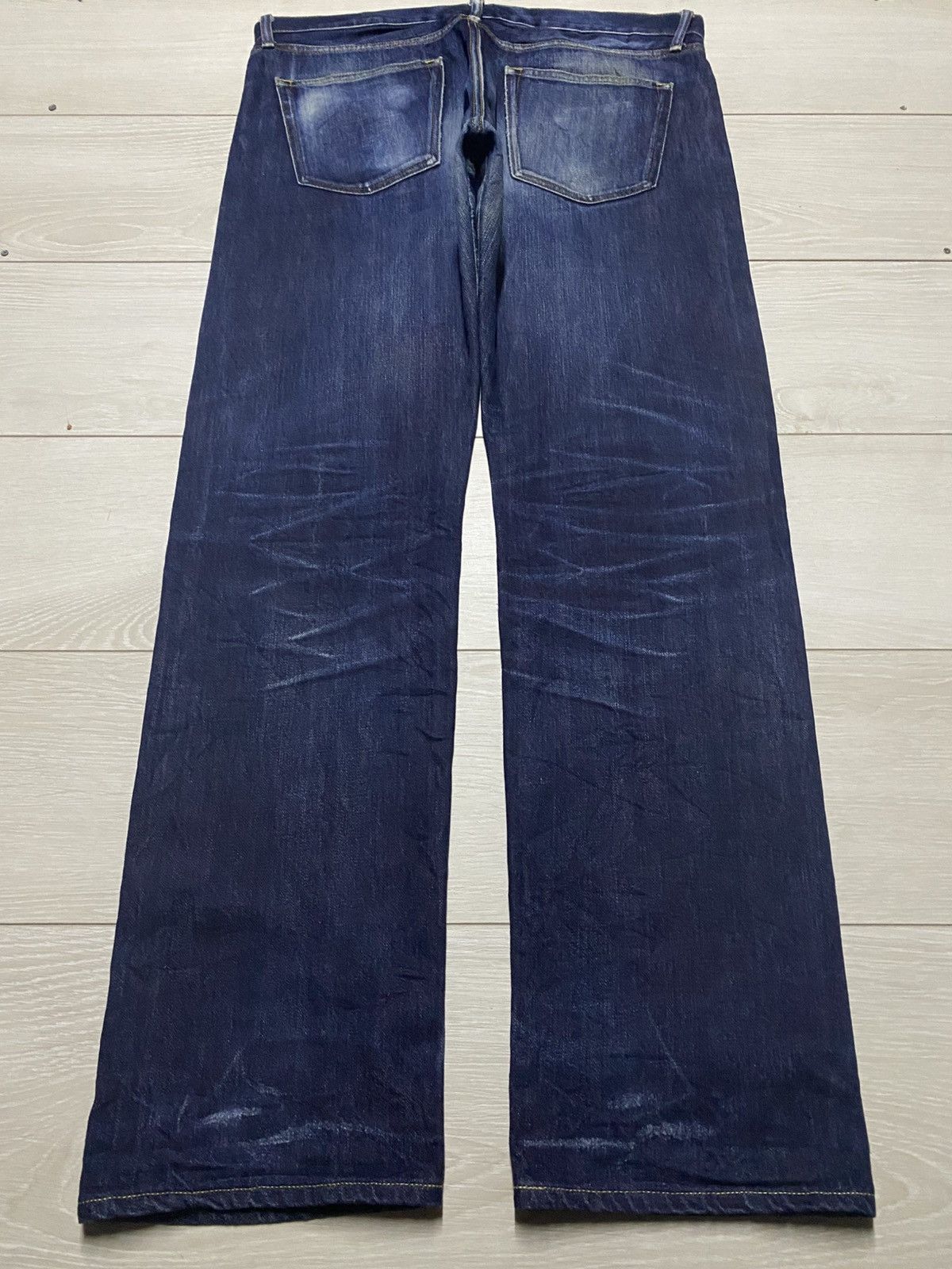 Undercover × Uniqlo Uniqlo Selvedge Blue Whisker Fade Wash Distressed Jeans Size US 37 - 2 Thumbnail