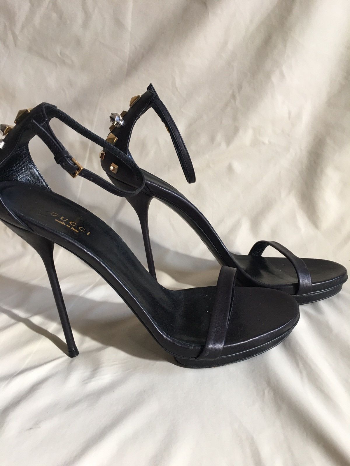 Gucci GUCCI Kinga Black Leather Heels Sandals EU 40.5 Size US 10.5 / IT 40.5 - 12 Thumbnail