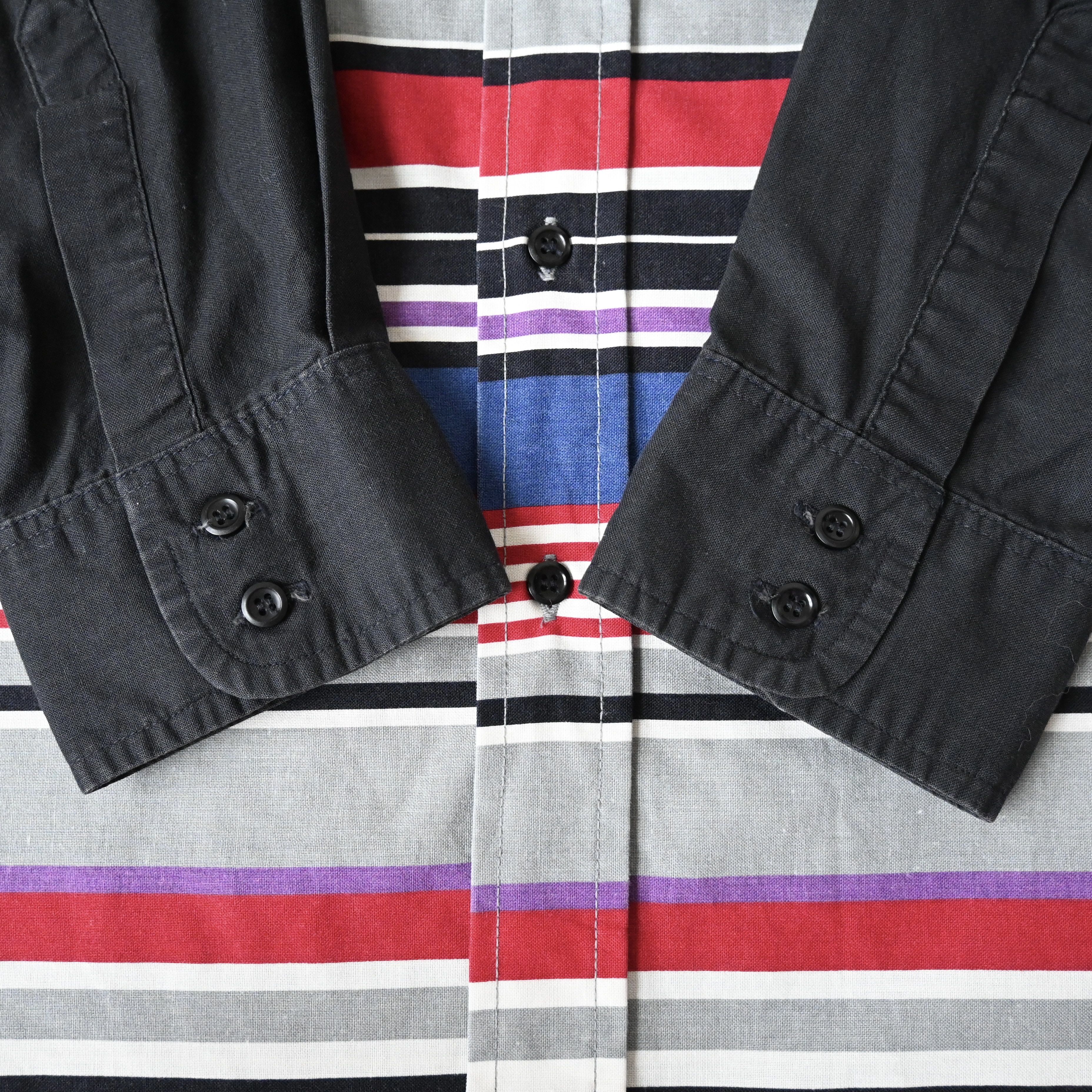 Vintage 90s Wrangler black x multi horizontal stripes western shirt Size US L / EU 52-54 / 3 - 7 Thumbnail