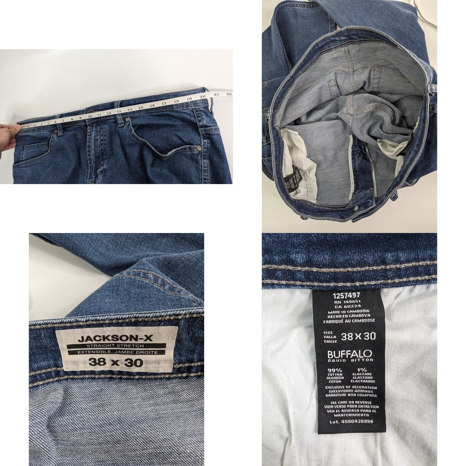 Buffalo David Bitton Buffalo David Bitton Jeans Mens 40 Blue Denim Straight Leg 30 In Inseam Stretch Regular Size US 40 / EU 56 - 8 Thumbnail