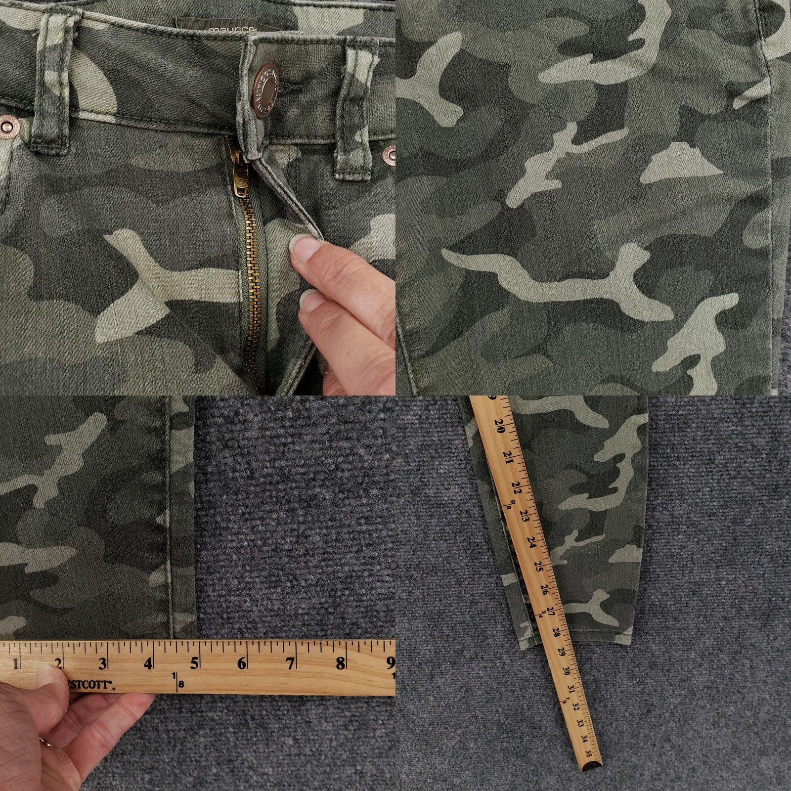 Vintage Maurices Jeans Womens S Small Mid-Rise Skinny Camouflage Green Denim Stretch Pockets 5-Pocket Regular Fit Jeans Mens? Size 28" / US 6 / IT 42 - 8 Thumbnail
