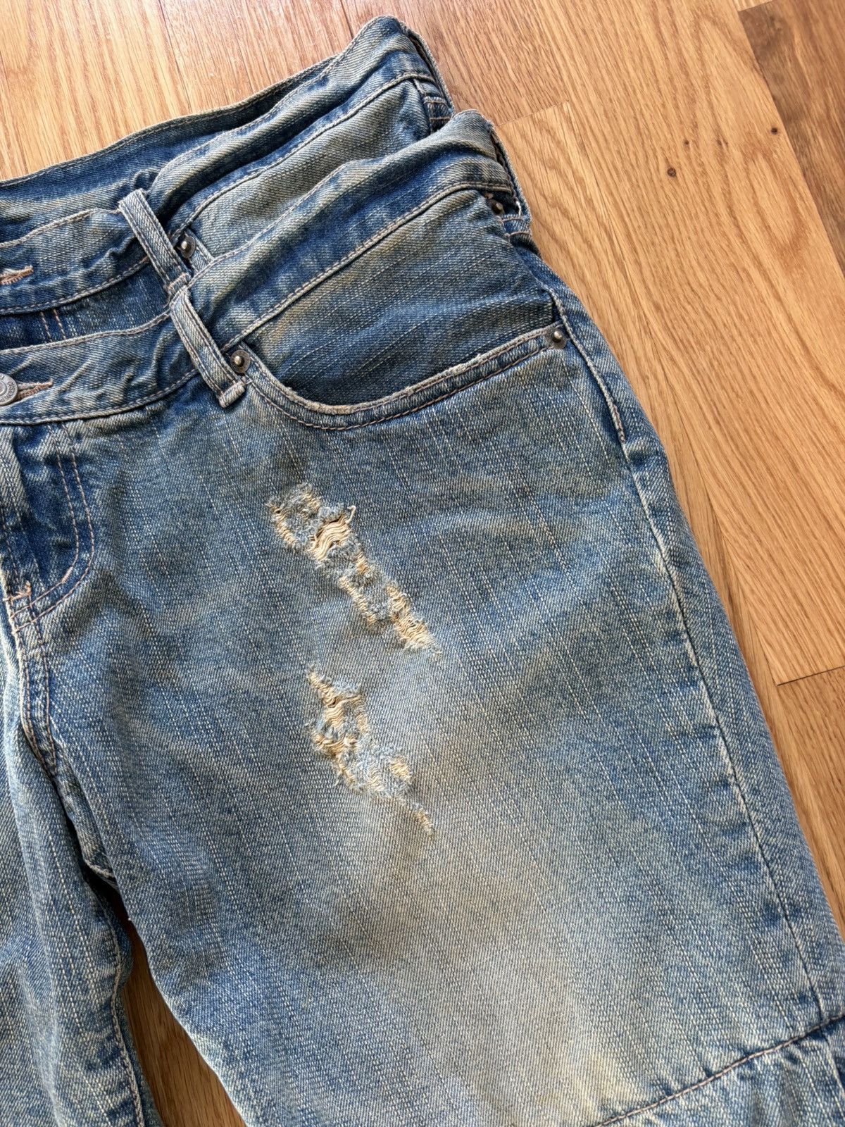 PPFM PPFM Double Waist Distressed Jeans Faded Denim XL 36x32 Size US 36 / EU 52 - 8 Thumbnail