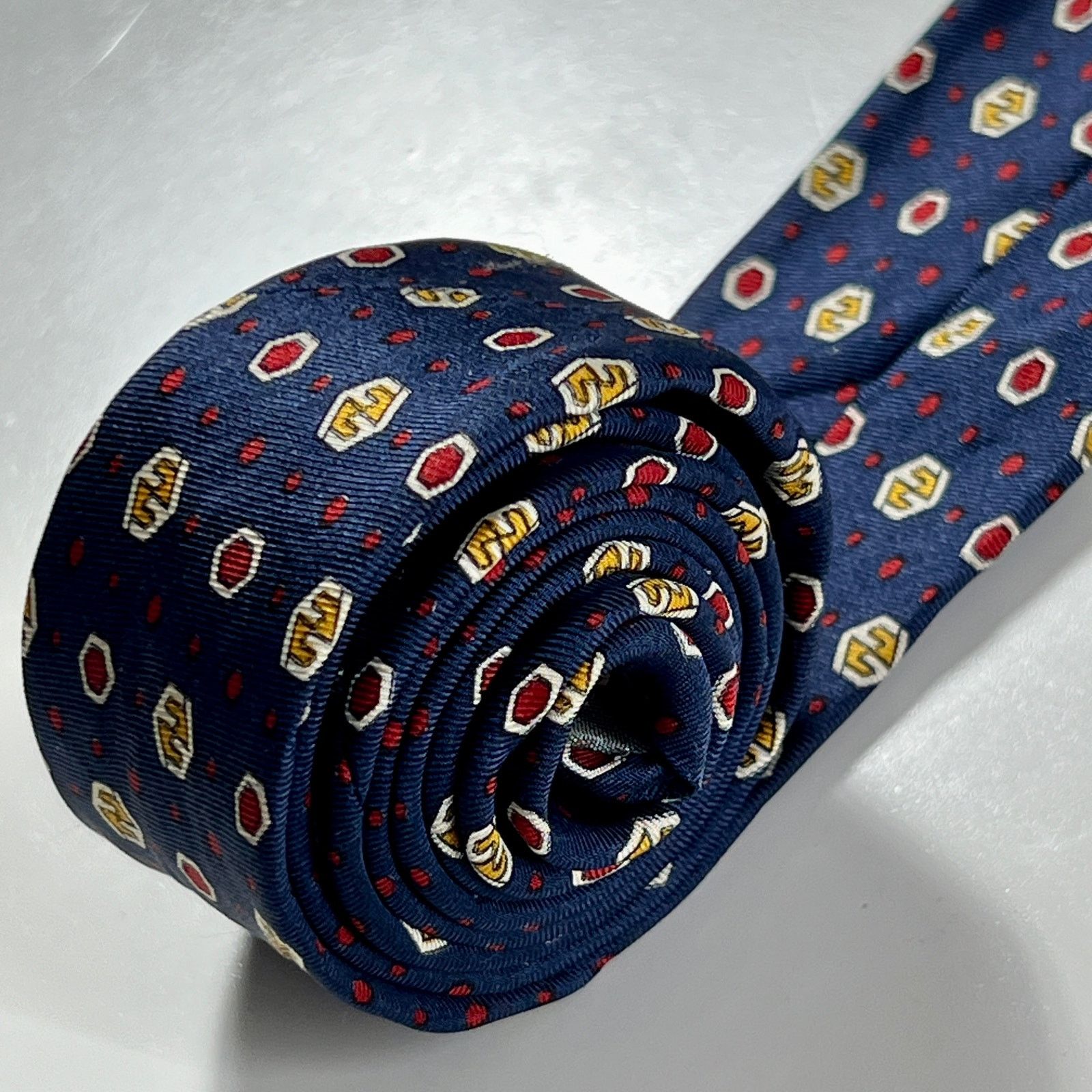 Fendi Fendi Men Made In Italy Tie Blue Red White 100% Silk Necktie Size ONE SIZE - 8 Thumbnail