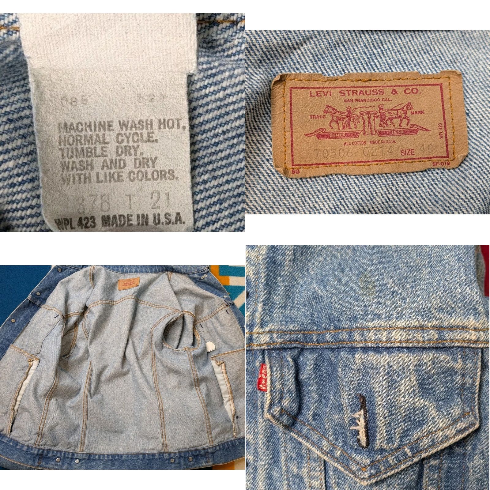Levi's VINTAGE Levi’s Jacket Denim Trucker 70506-0214 Size 40 Blue Unlined 80s 90s USA Mens Size US XXS / EU 40 - 8 Thumbnail