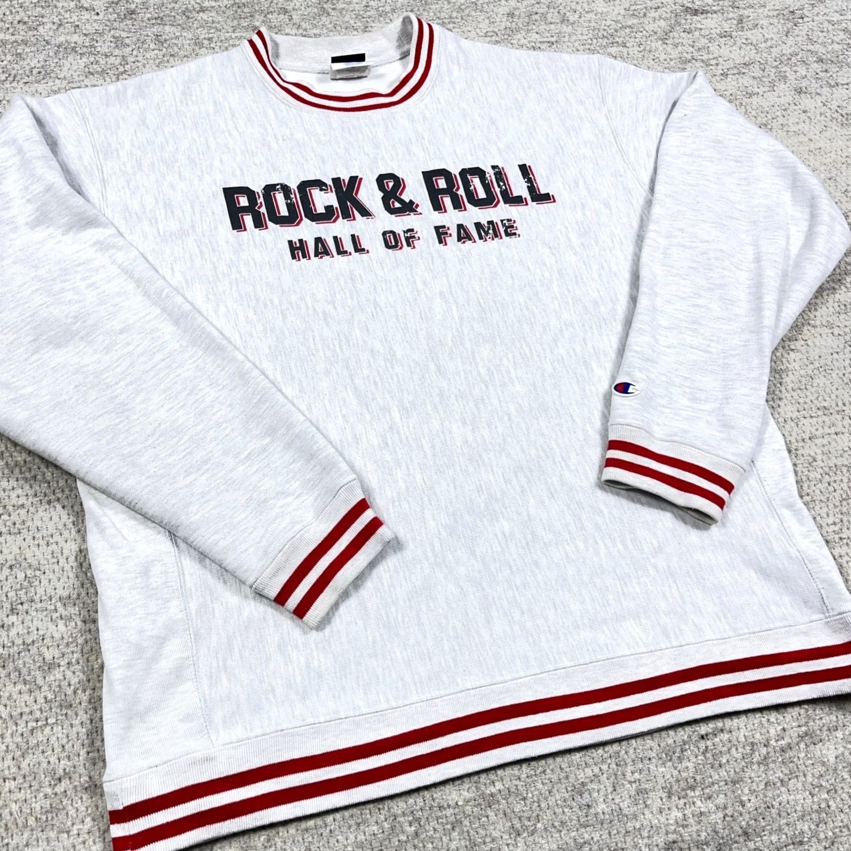 Champion Rock & Roll Hall of Fame Sweatshirt Men XL Gray Champion Reverse Weave Ringer Crew Neck Pullover Logo Vintage? No. Size US XL / EU 56 / 4 - 2 Thumbnail