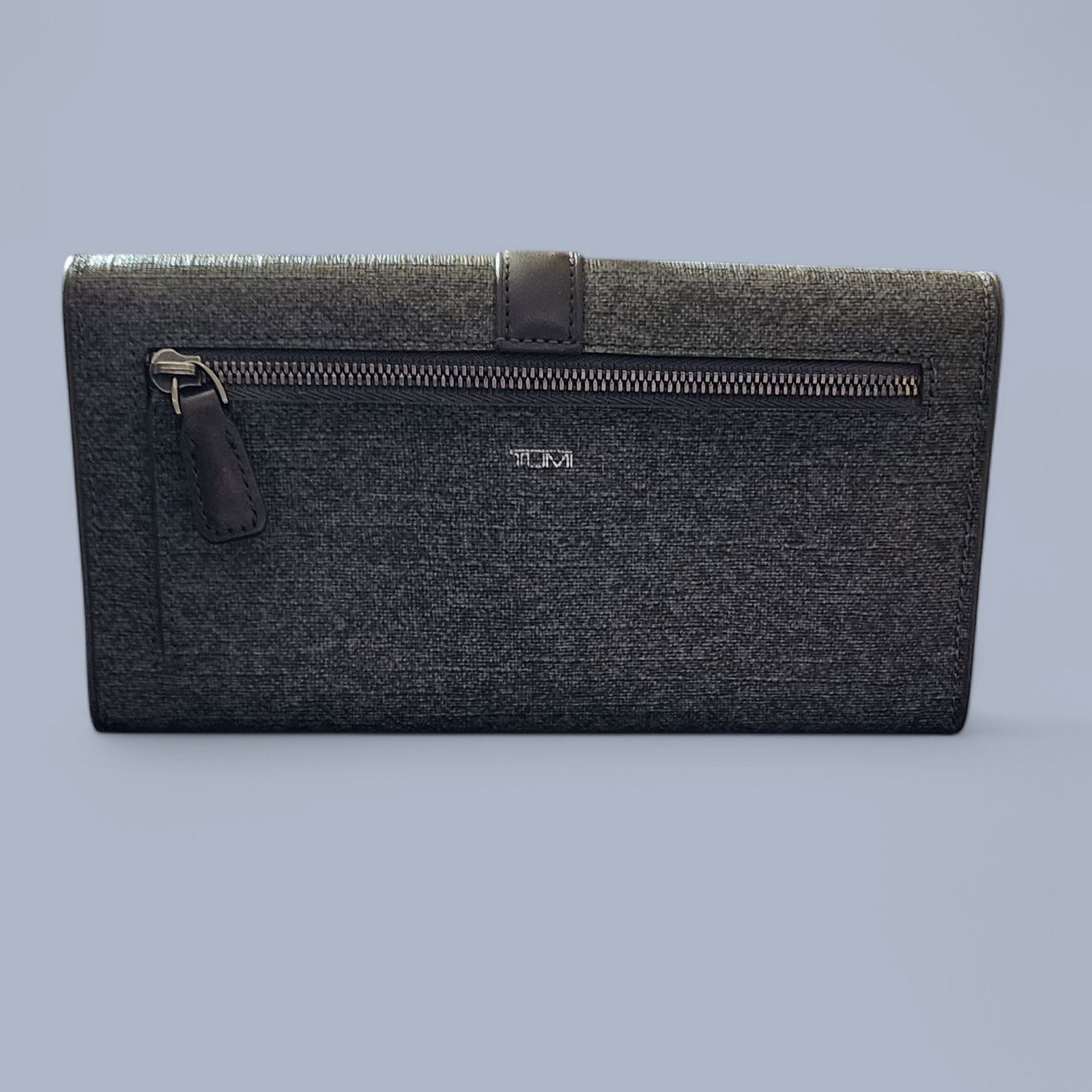 Tumi TUMI Gray Coated Canvas + Brown Leather Trim Wallet Womens Size ONE SIZE - 2 Thumbnail