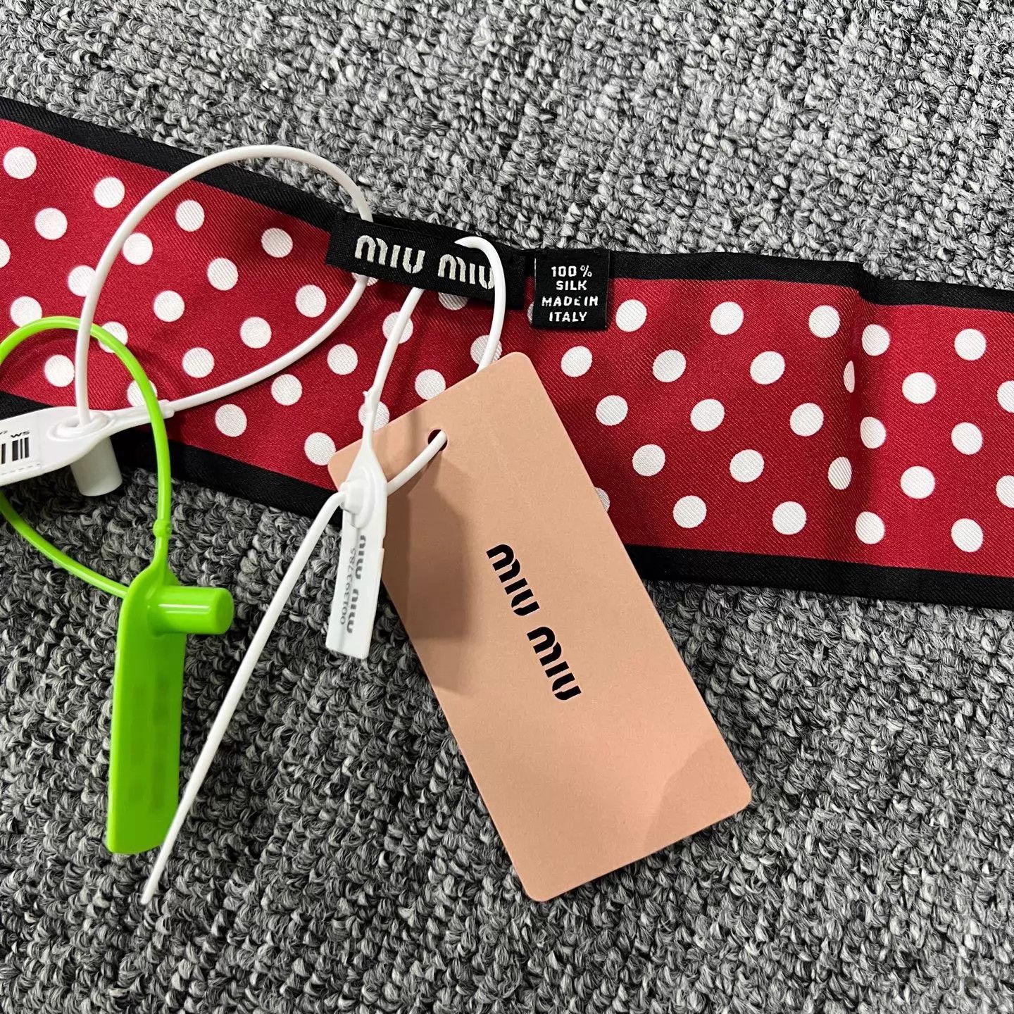 Miu Miu MIU MIU Polka Dot Logo Twilly Scarf New w/Tags Size ONE SIZE - 4 Thumbnail