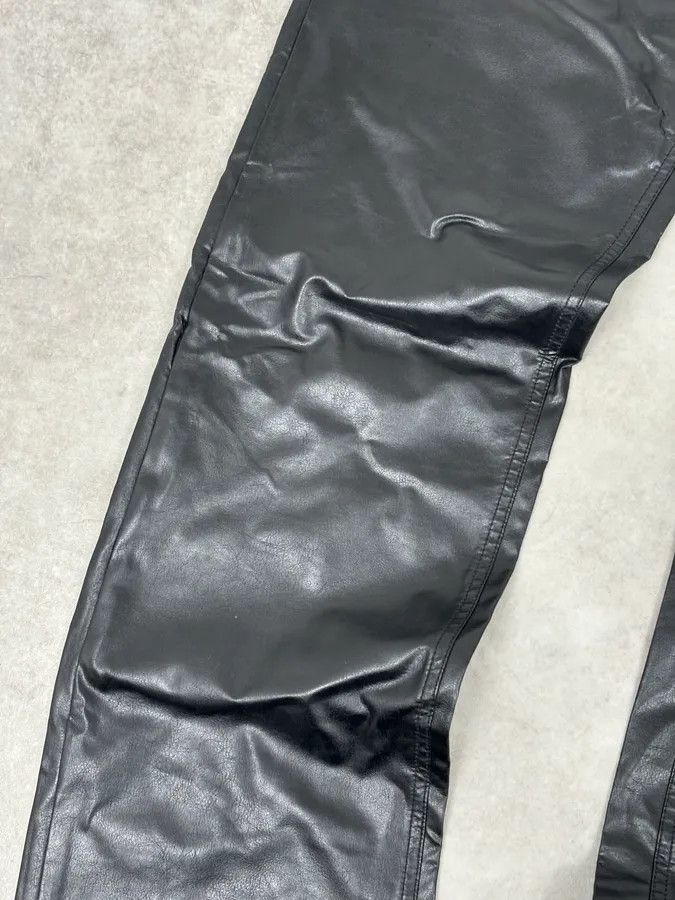Armani 2000s Armani Black Avant-Garde Faux Leather Pants Size US 33 - 10 Thumbnail
