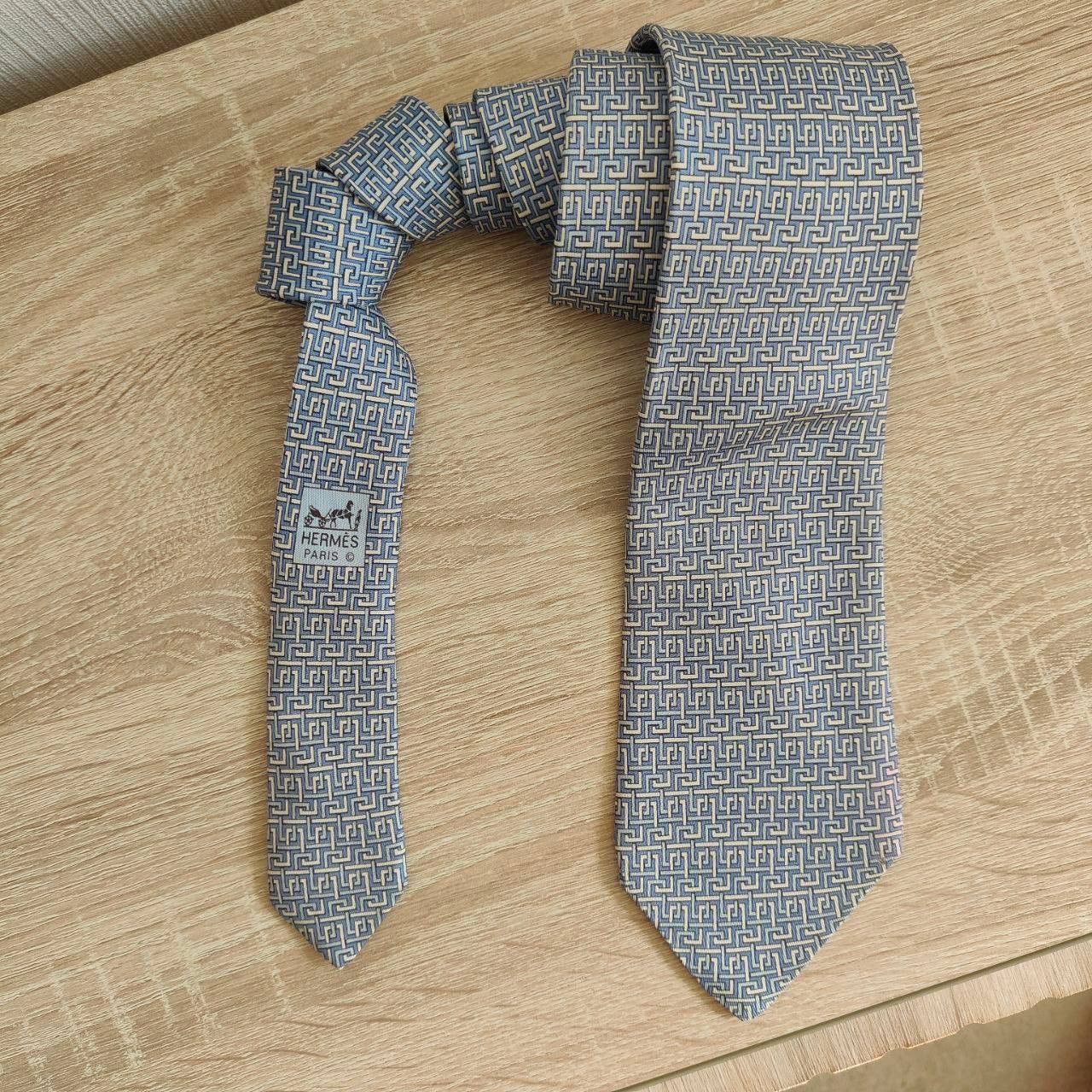 Hermes Hermes Paris Silk Tie 5081 PA Geometry Blue Size ONE SIZE - 2 Thumbnail