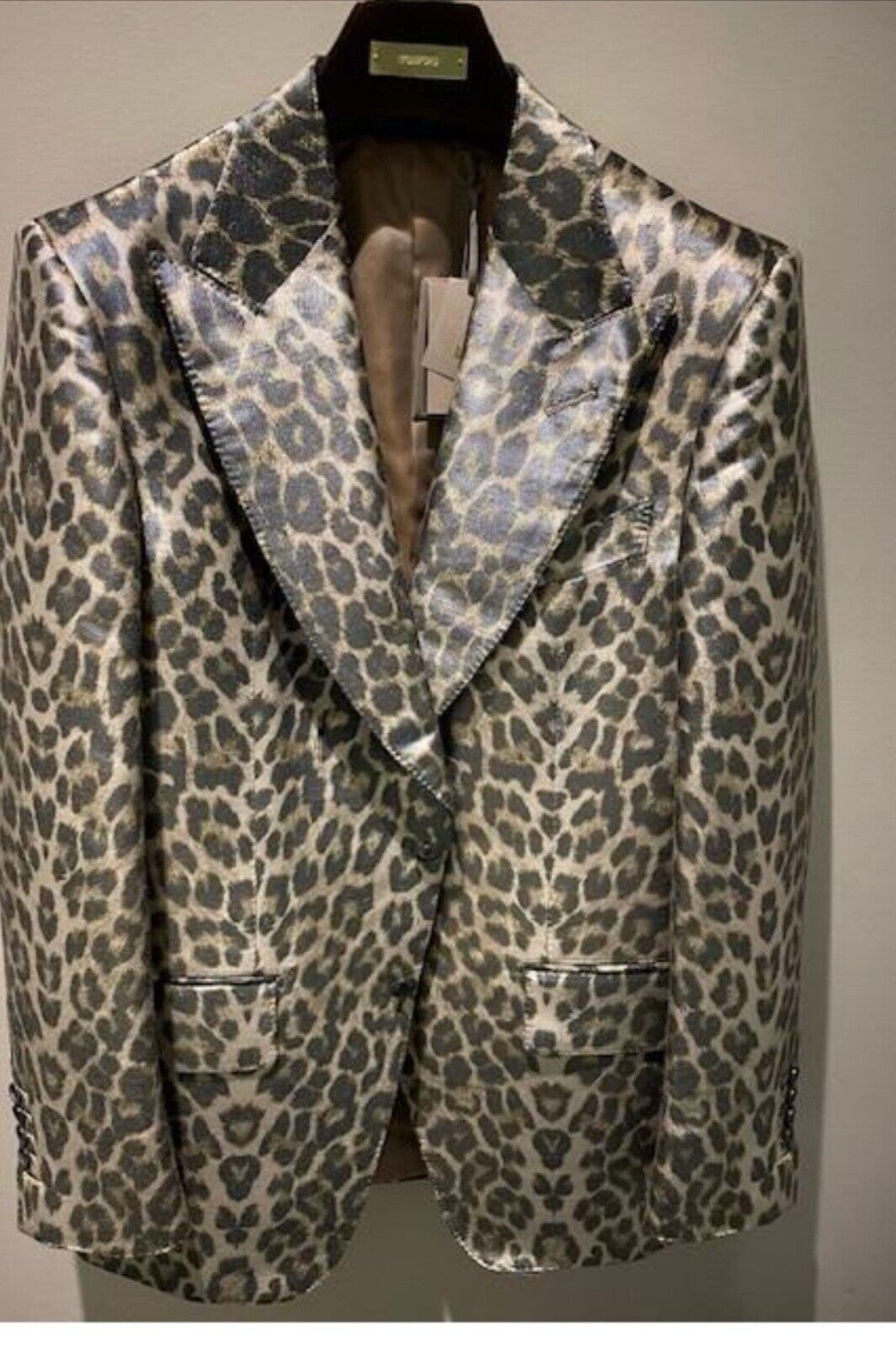 Tom Ford $7.2K VALUE Atticus Leopard Metallic Tuxedo Jacket Blazer Size 52R - 1 Thumbnail