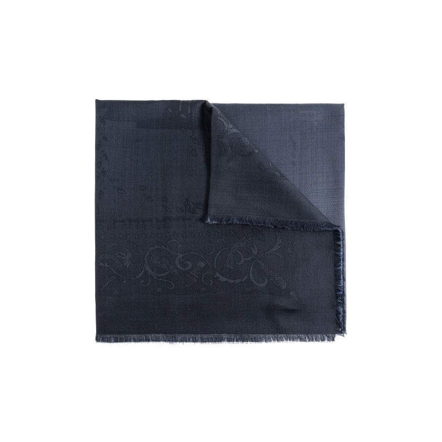 Ferragamo Decorative Pattern Silk Scarf in Blue, Women's