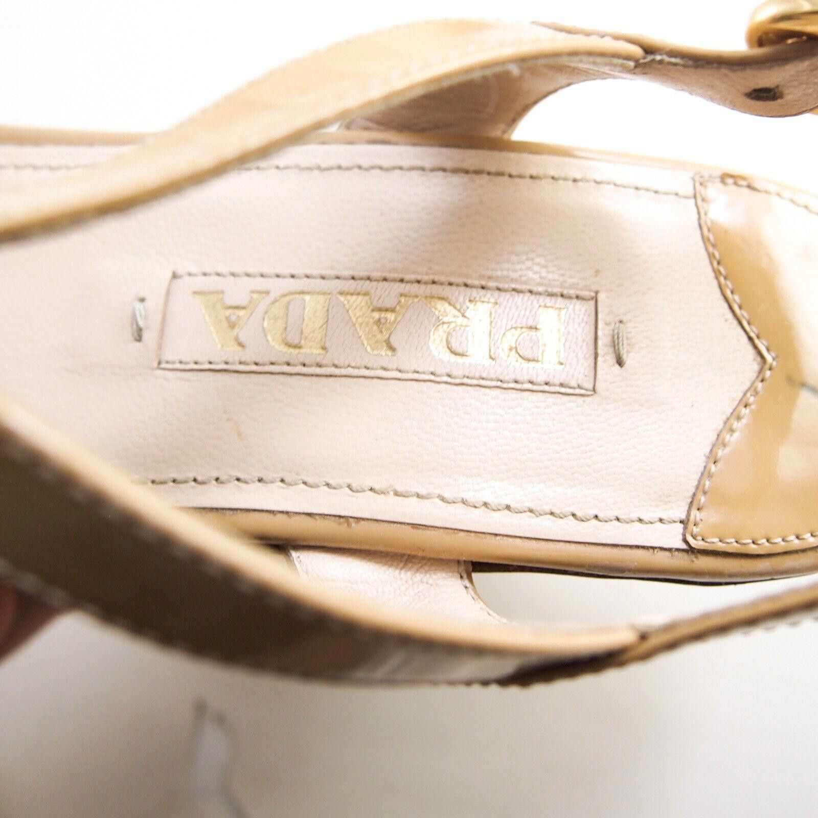 Prada Prada Wedge Sandals Beige Nude Patent Leather US 7 EU 37 Size US 7 / IT 37 - 7 Thumbnail