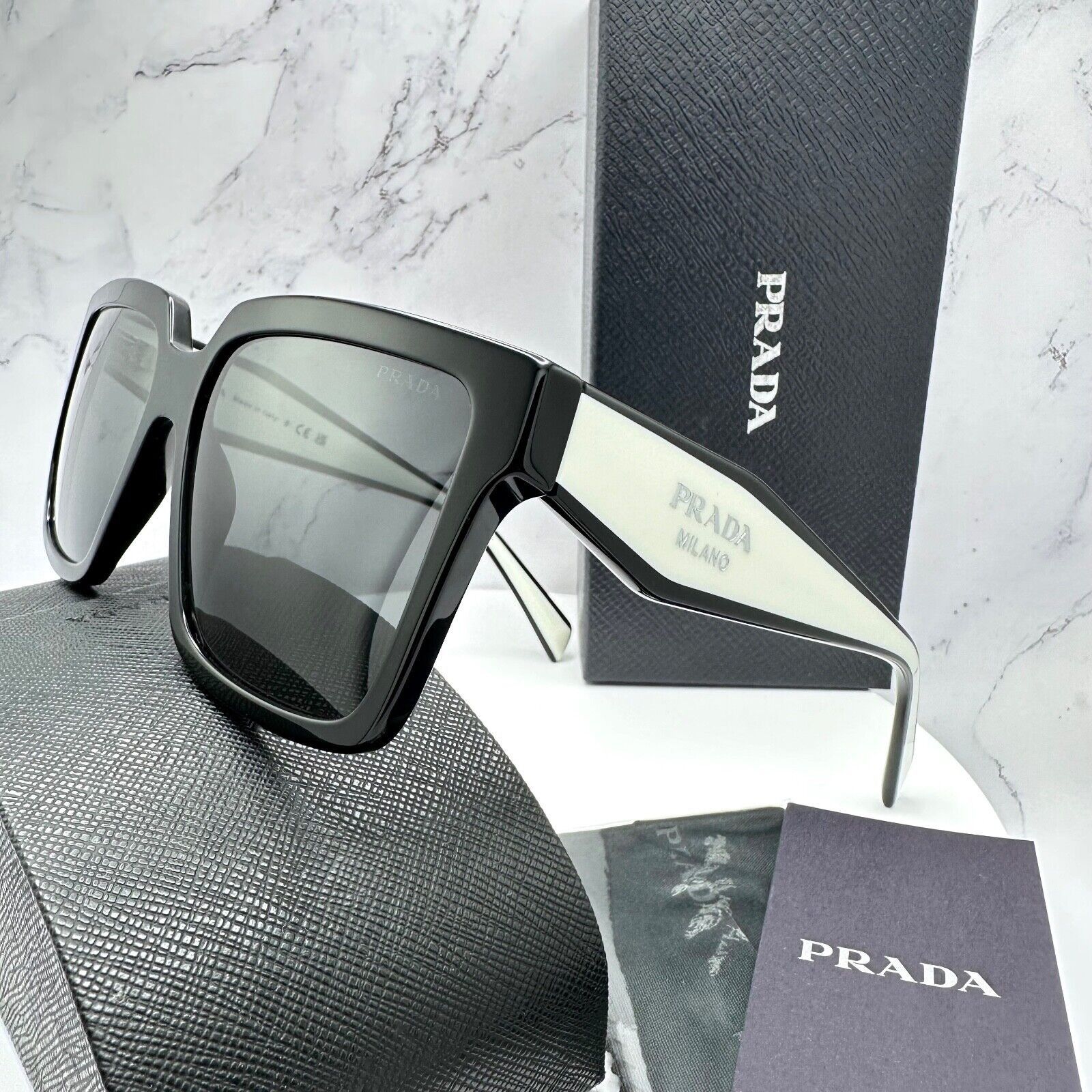 Prada New Prada Sunglasses Black White Symbole Logo Authentic Size ONE SIZE - 19 Thumbnail