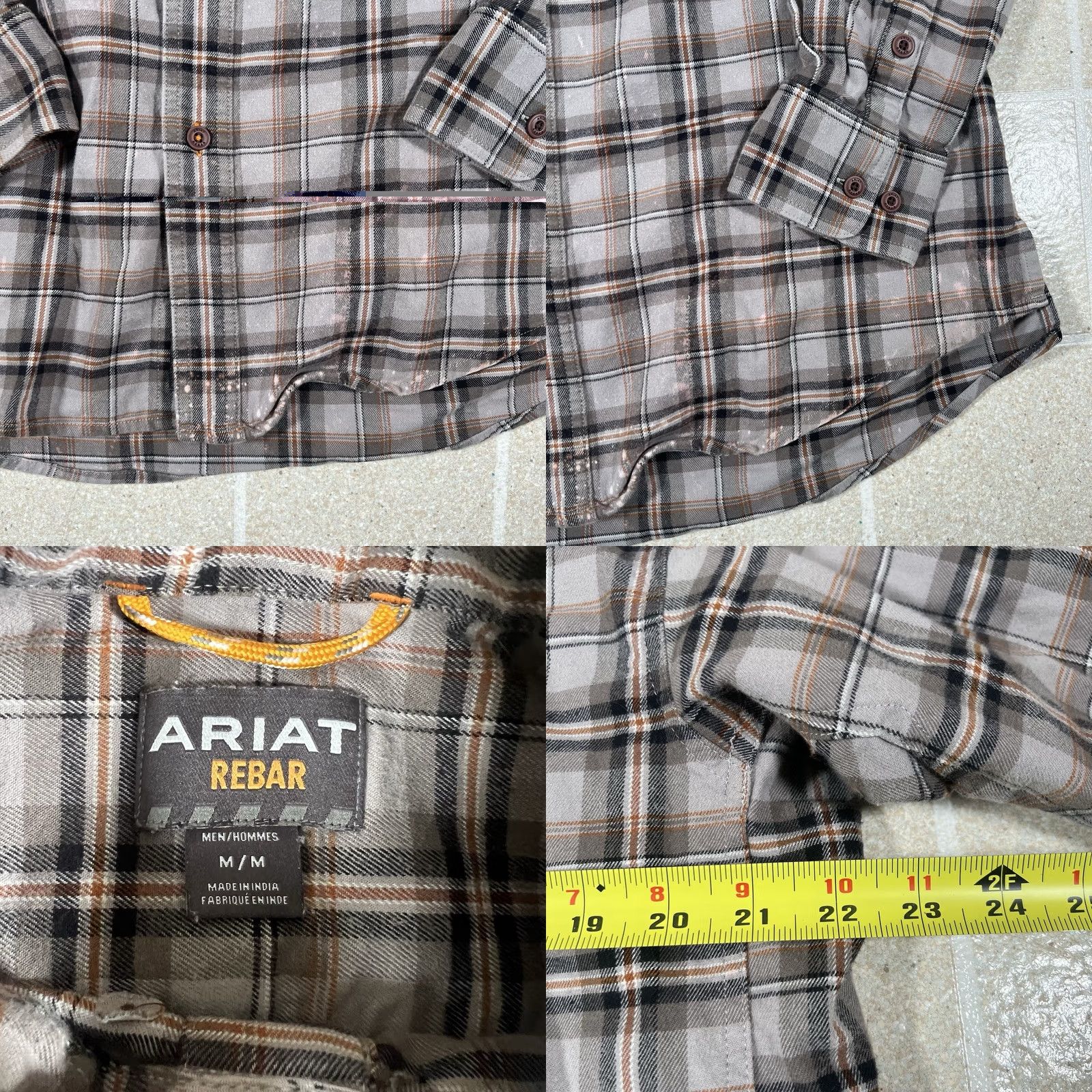 Ariat Ariat Rebar Shirt Mens M Gray Plaid Flannel Button-Down Long Sleeve Outdoor Size US M / EU 48-50 / 2 - 8 Thumbnail