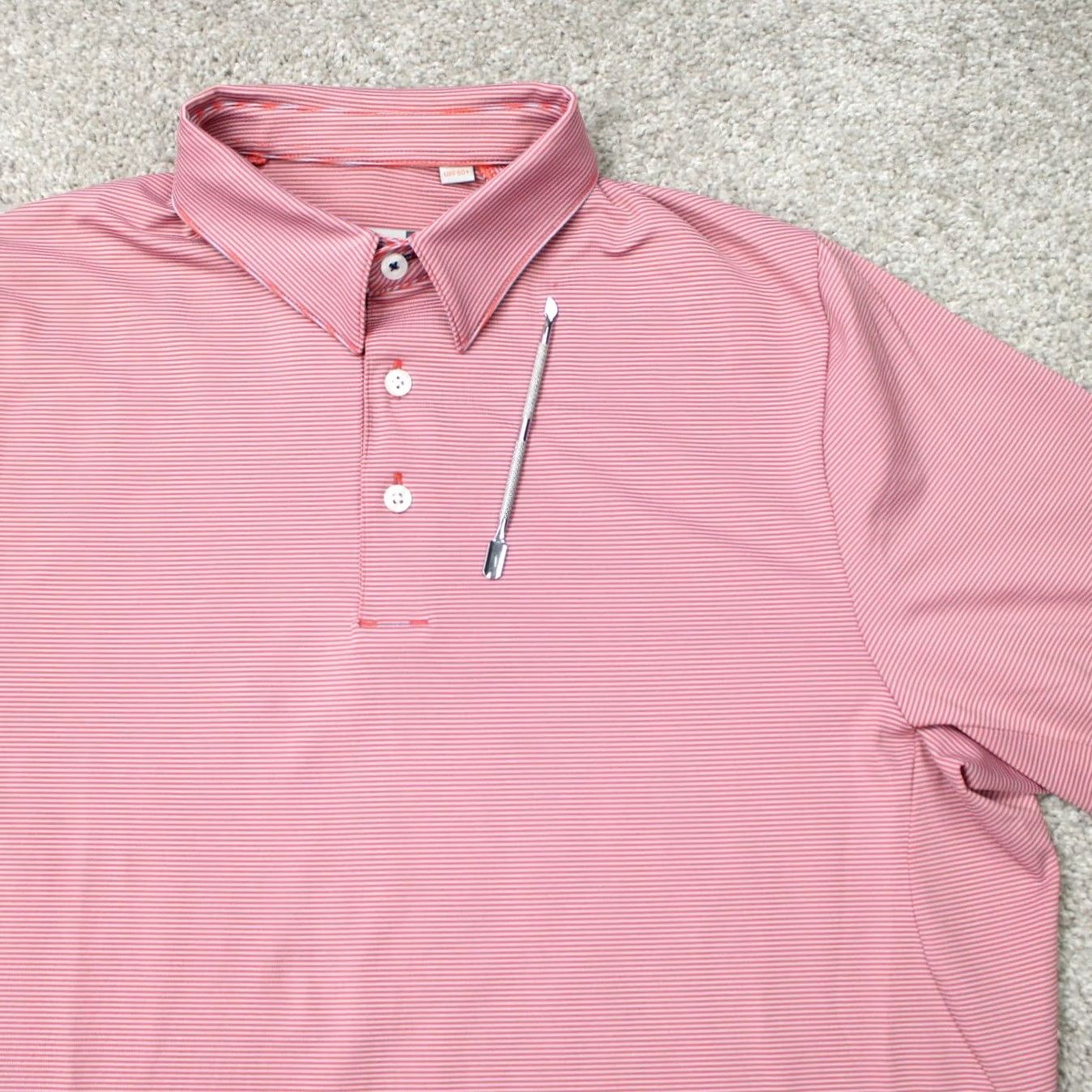 KJUS Kjus Polo Shirt Men M Orange Stripe Short Sleeve Logo on Left Sleeve Golf Regular Fit 50/US Medium Size US M / EU 48-50 / 2 - 7 Thumbnail