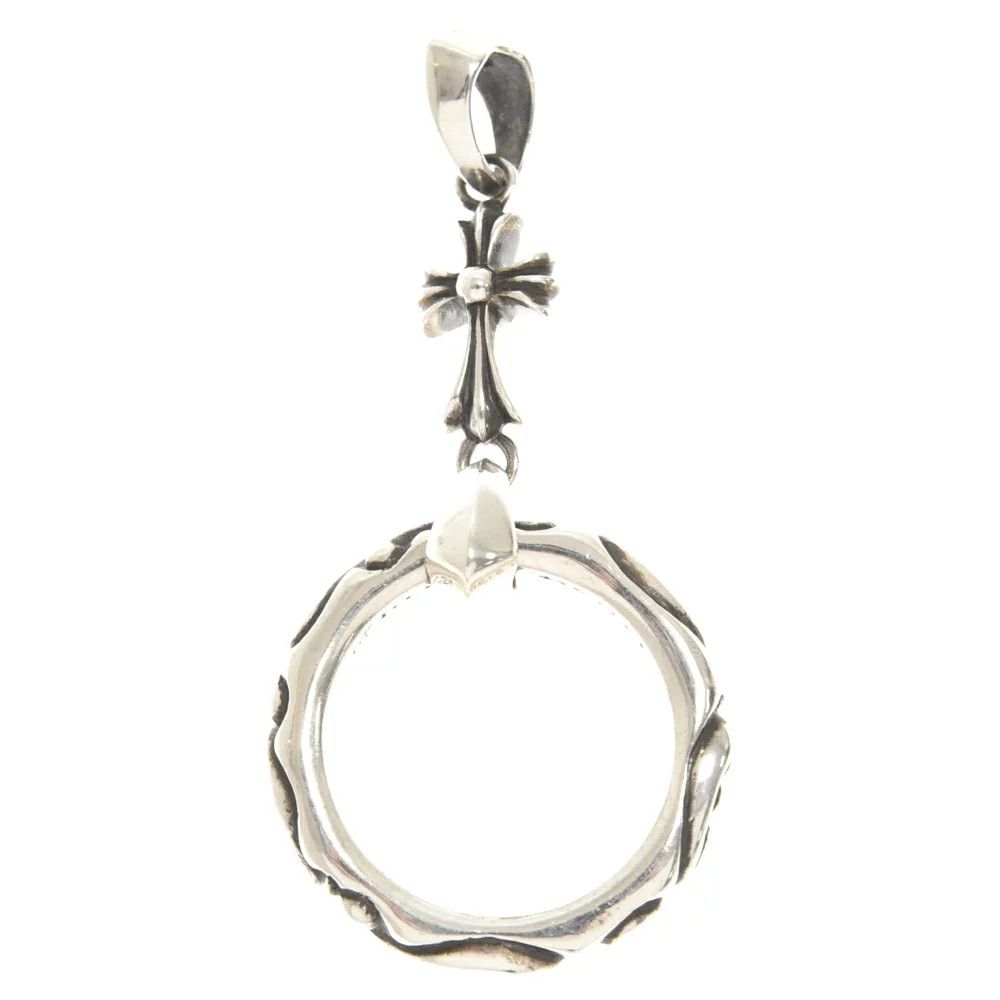 image of Chrome Hearts Scroll Band Necklace Charm in Silver, Men's