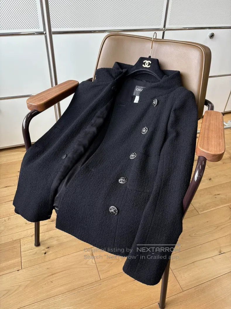 Chanel Chanel Black double-breasted stand-up collar wool tweed ja Size XXS / US 00 / IT 34 - 5 Thumbnail