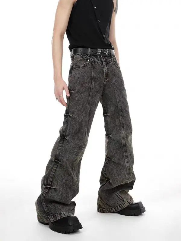 VIBE Vintage washed distressed micro-flared high-waisted jeans Size US 32 / EU 48 - 8 Thumbnail