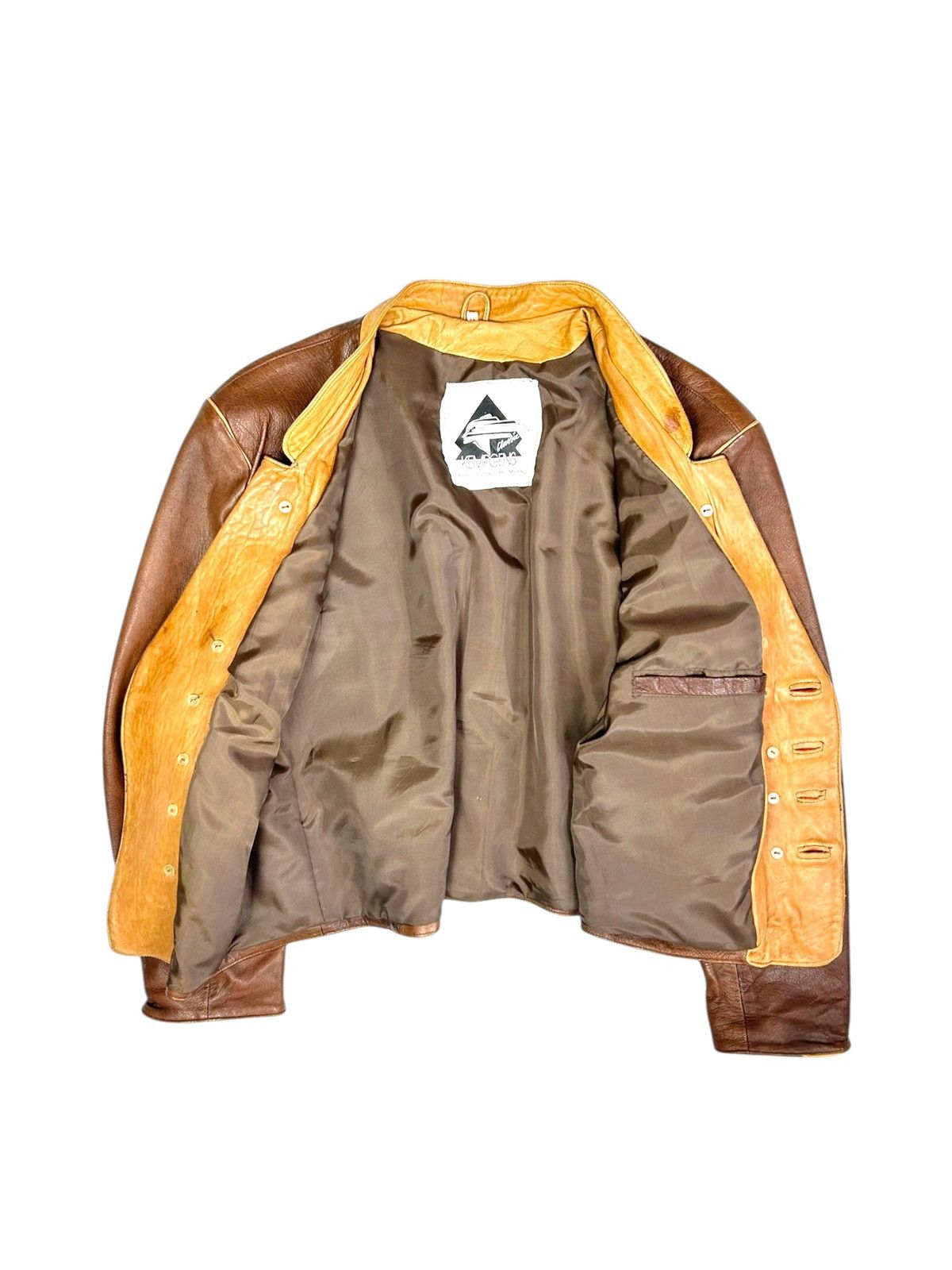 Vintage Vintage Brown Leather Jacket Bavarian Napoleon Y2K style Size US L / EU 52-54 / 3 - 3 Thumbnail
