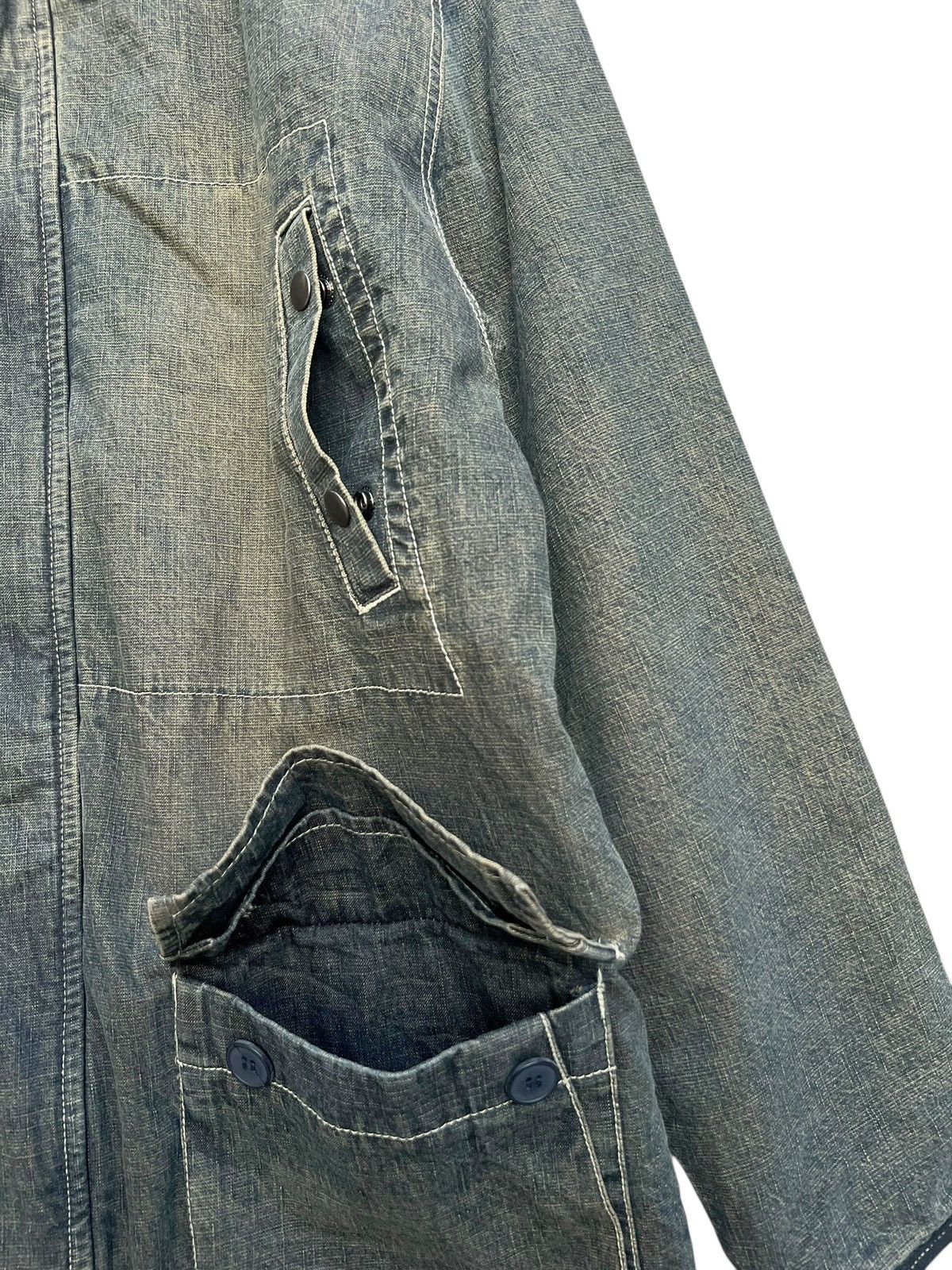 If Six Was Nine Allix Gothic Mudwash Multipocket Denim Jacket Fur Hoodie Size US L / EU 52-54 / 3 - 7 Thumbnail