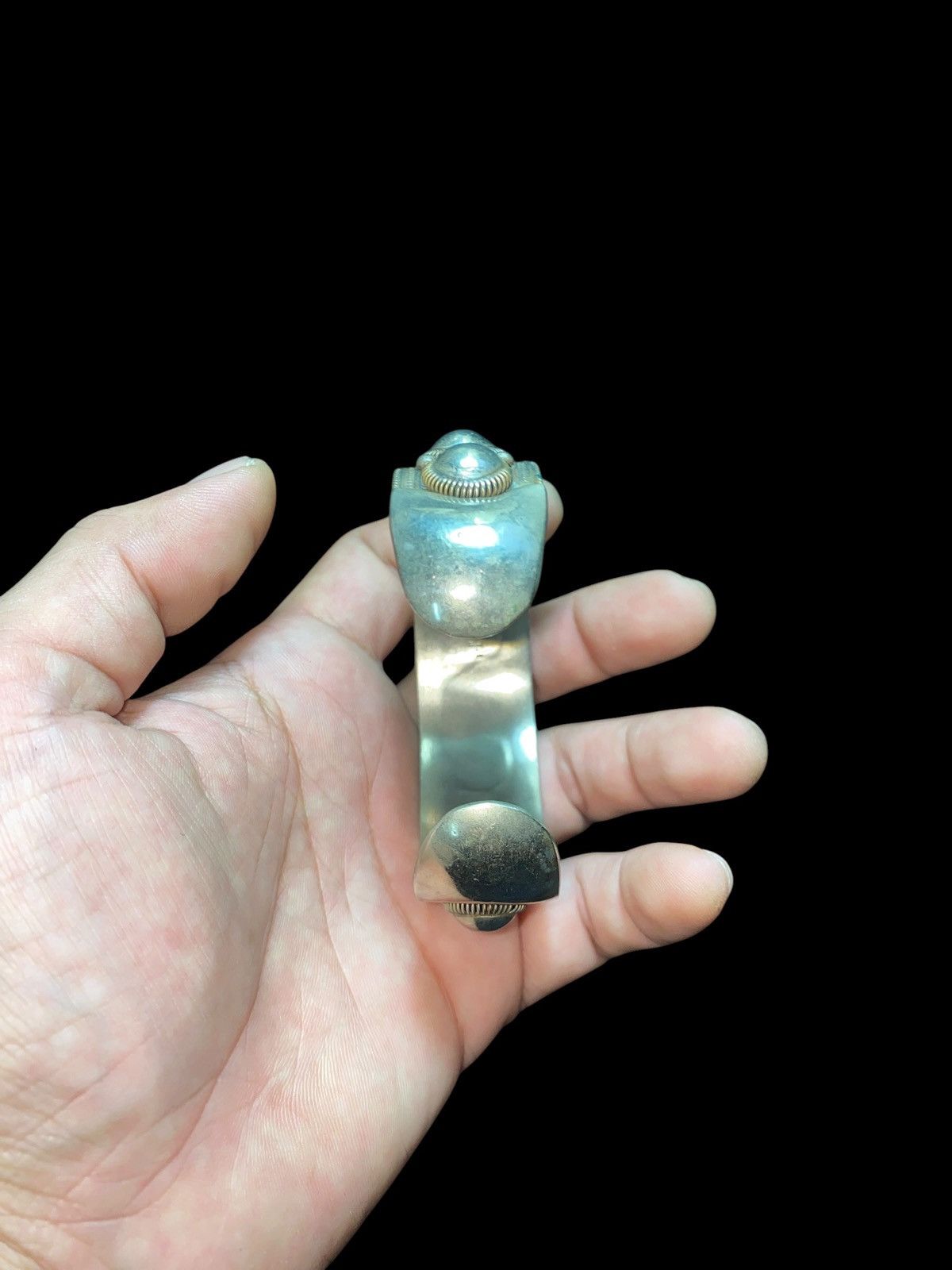 Sterling Silver Vintage 60s-70s Siam Sterling Silver Bracelet emerald green Size ONE SIZE - 7 Thumbnail