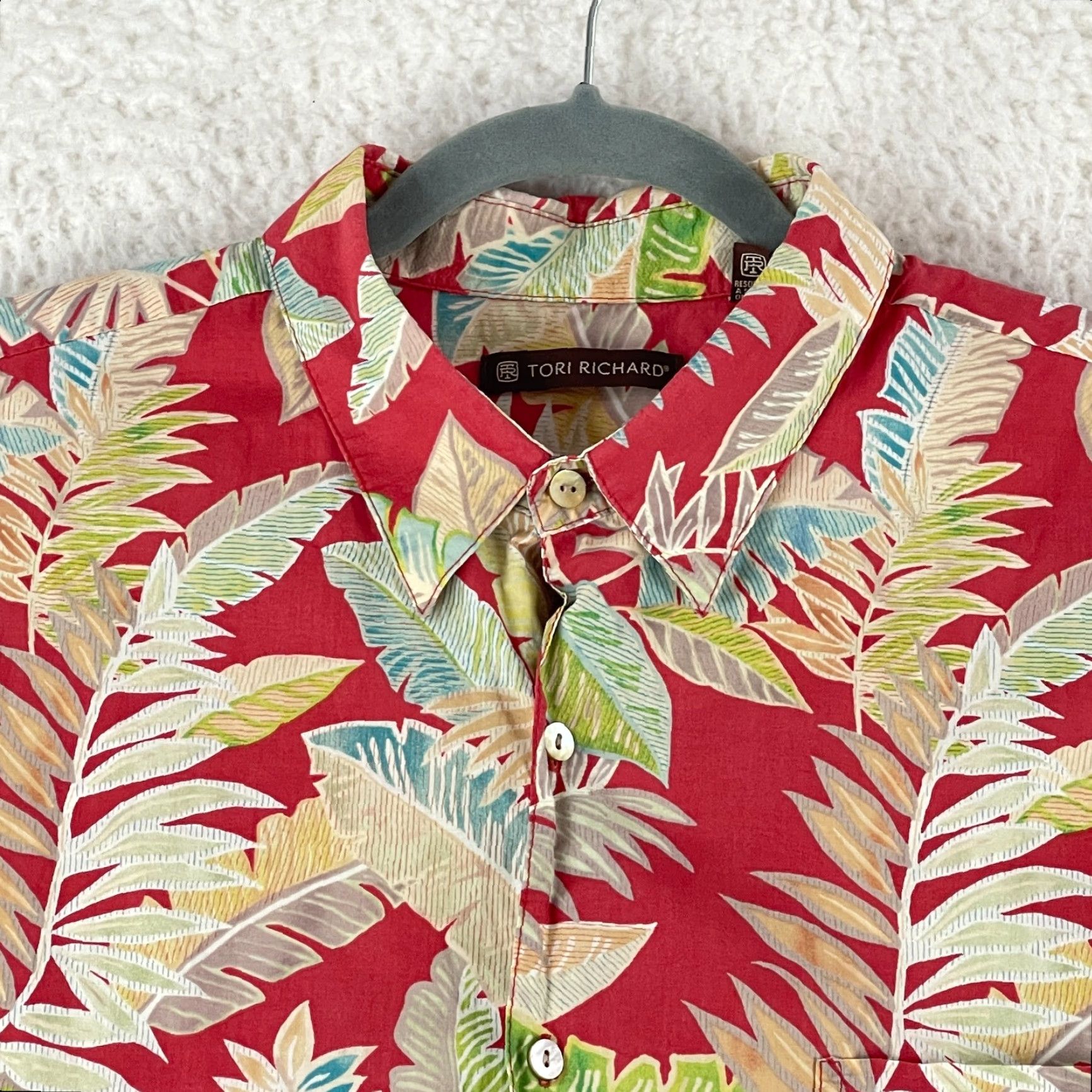 Tori Richard VINTAGE Tori Richard Red Palm Print Button-Up Shirt Mens XL Short Sleeve Cotton Hawaiian Tropical Beach Size US XL / EU 56 / 4 - 3 Thumbnail