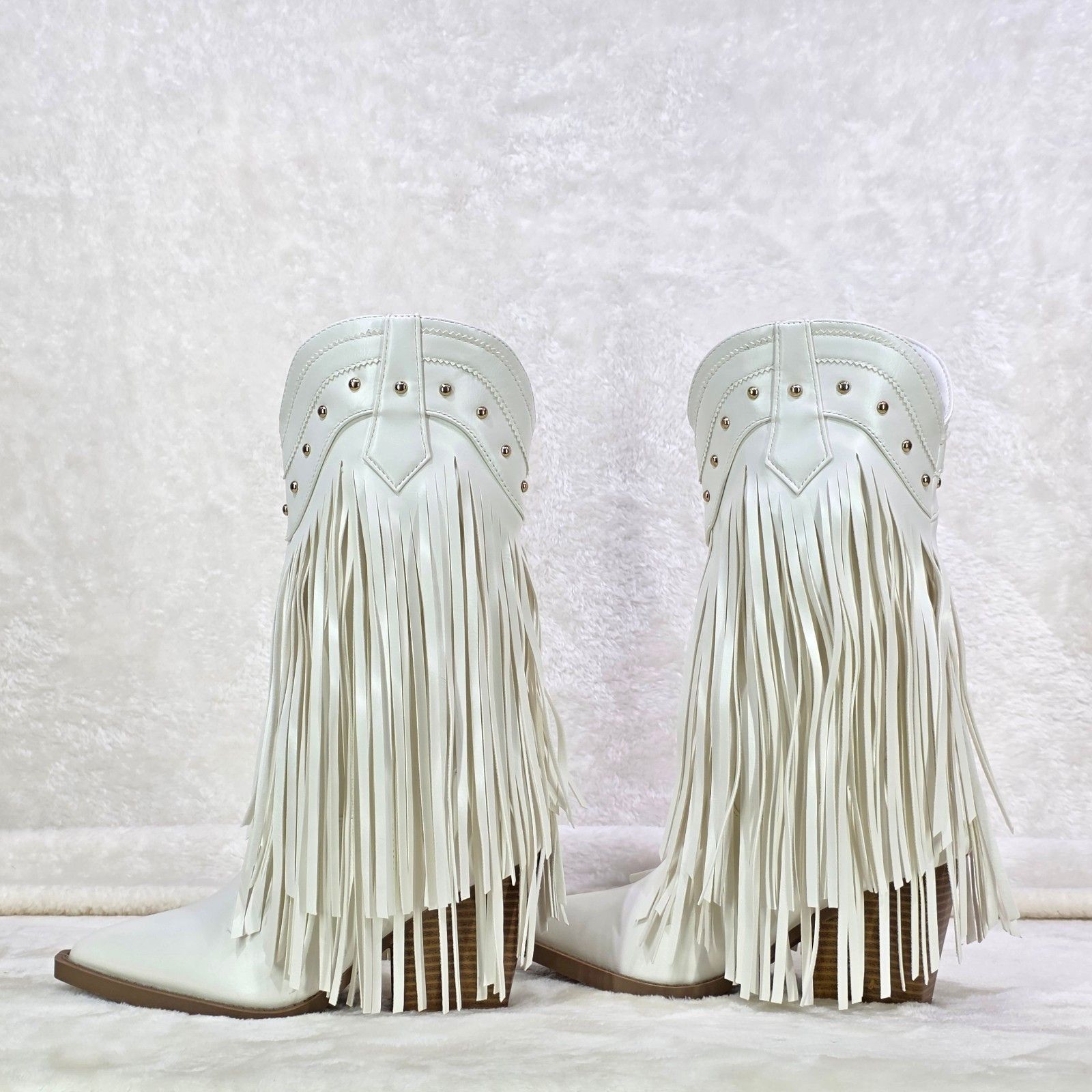 Other Boundary White Faux Leather Layered Fringe Country Western C Size US 6 / IT 36 - 3 Thumbnail