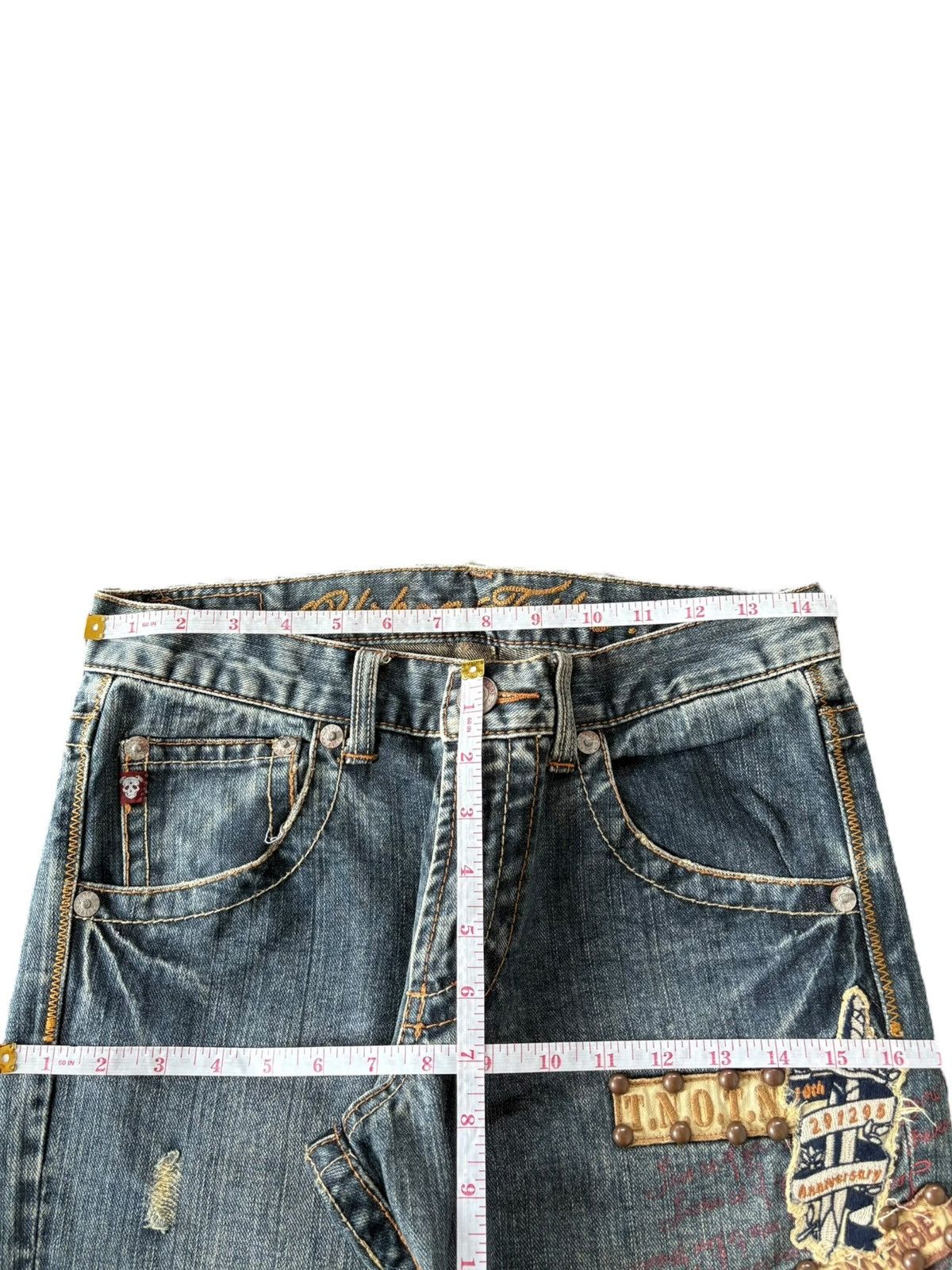 If Six Was Nine Vintage Japanese Brand Punk Skull Distress Flare Jeans Size US 29 - 6 Thumbnail