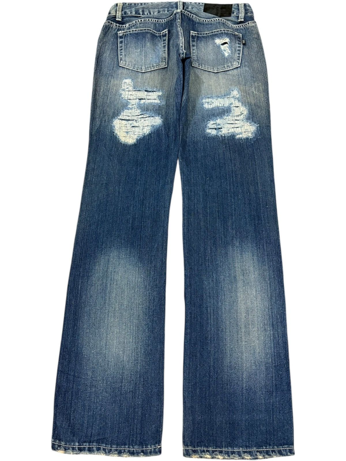 Kapital Vintage Japanese Brand Heavy Distress Low Rise Jeans Size 29" - 2 Thumbnail