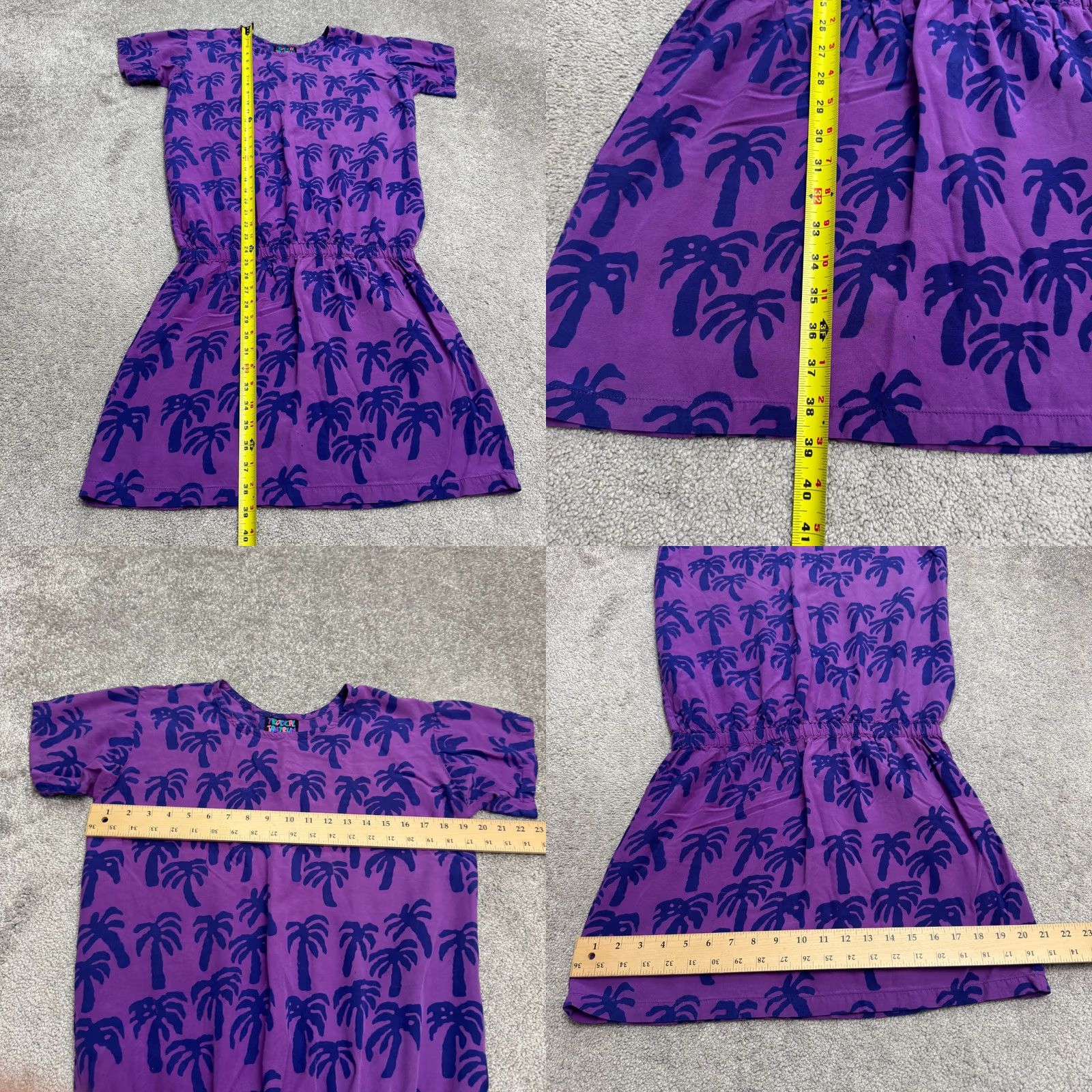 Vintage VINTAGE Tropical Tantrum Dress Womens XS Midi Black Bohemian Hawaiian Tropical 90s Purple Palm Trees Short Sleeve Crew Neck Mini Fashion Size XS / US 0-2 / IT 36-38 - 8 Thumbnail