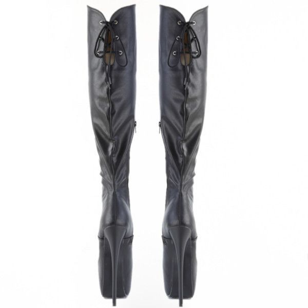 Other Juicy 3015 Black Matte Slim 7" Stiletto Platform Lace Up Ove Size US 6 / IT 36 - 4 Thumbnail