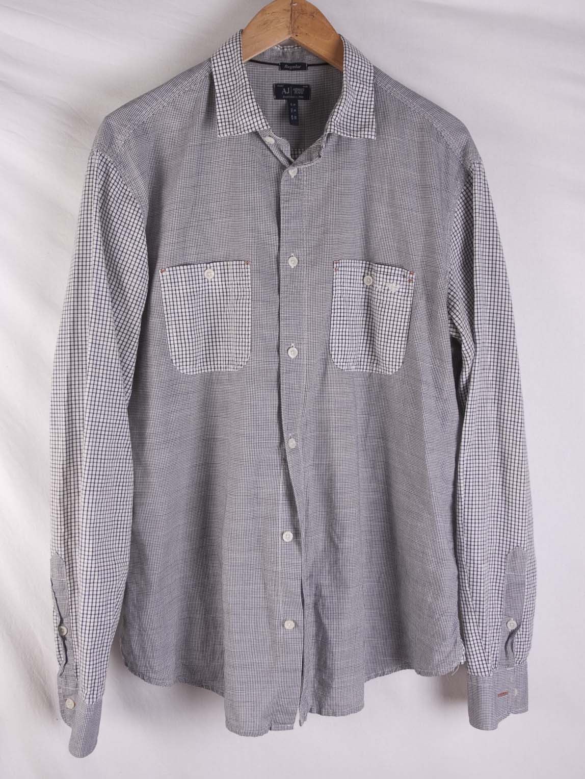 Armani Armani Jeans Shirt Size XL Gray Plaid Size US XL / EU 56 / 4 - 1 Thumbnail