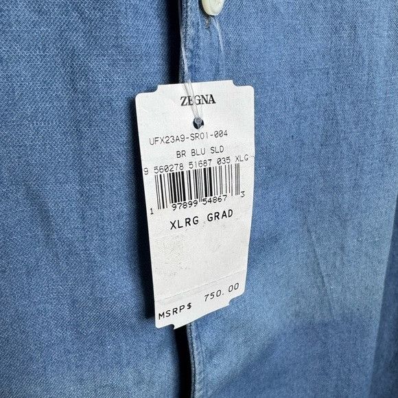 Ermenegildo Zegna Zegna Bleached Button-Up Denim Shirt Blue Men’s XL Size US XL / EU 56 / 4 - 3 Thumbnail