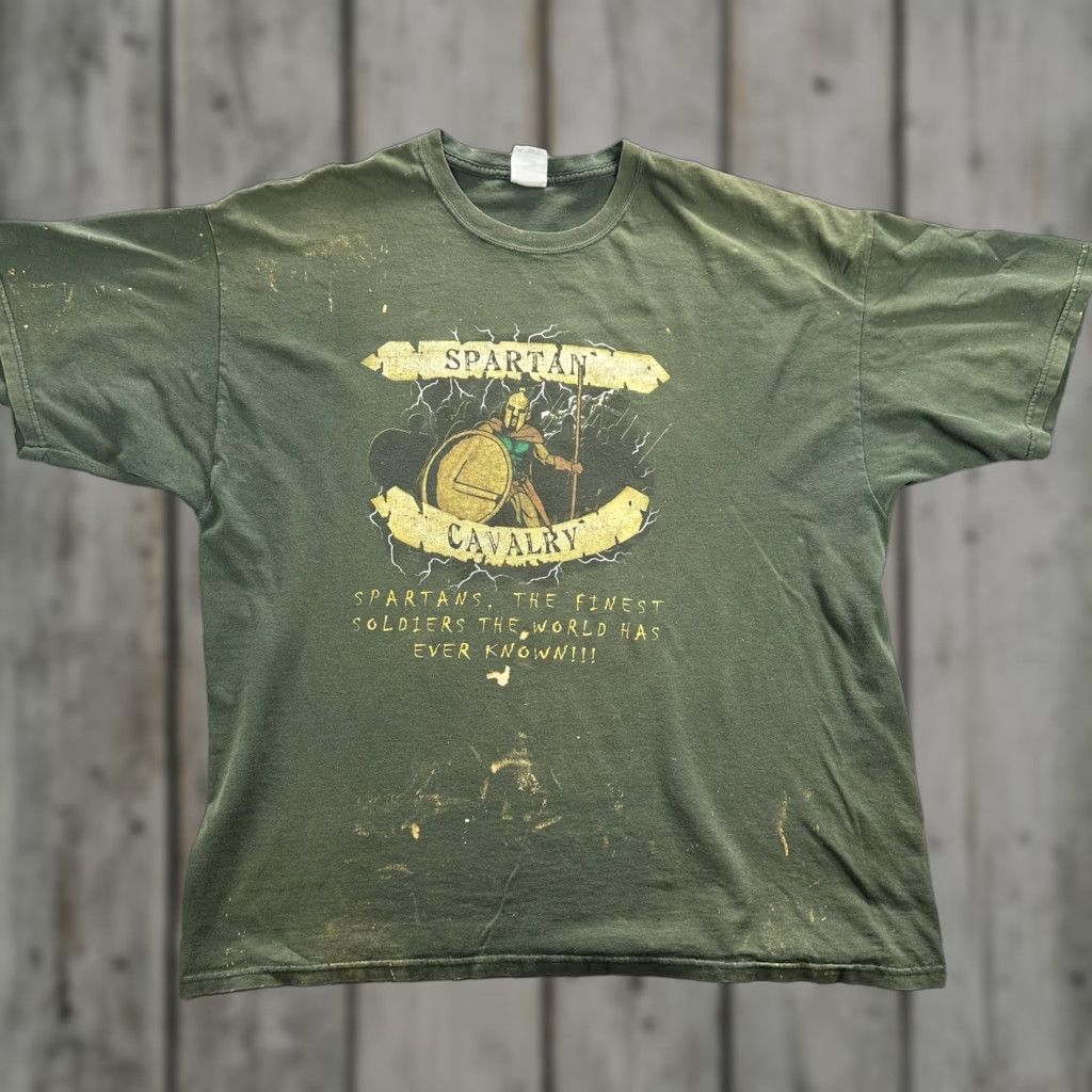Gildan Spartan Cavalry Shirt Mens 2XL Gildan Green Graphic Military Soldier Distressed Tee Size US XXL / EU 58 / 5 - 1 Thumbnail