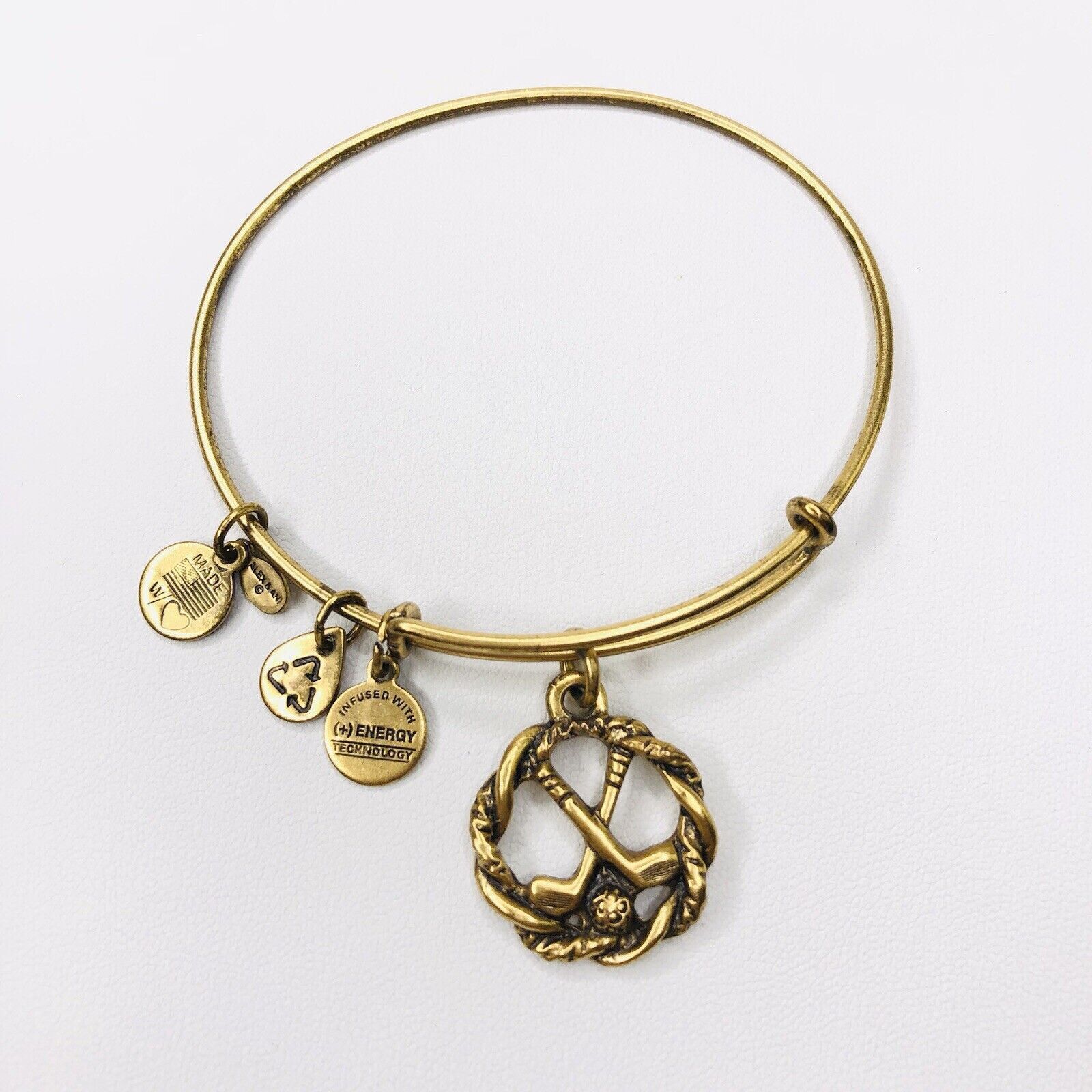 Other Alex and Ani Golf Ball Charm Bangle Goldtone Adjustable Size ONE SIZE - 3 Thumbnail