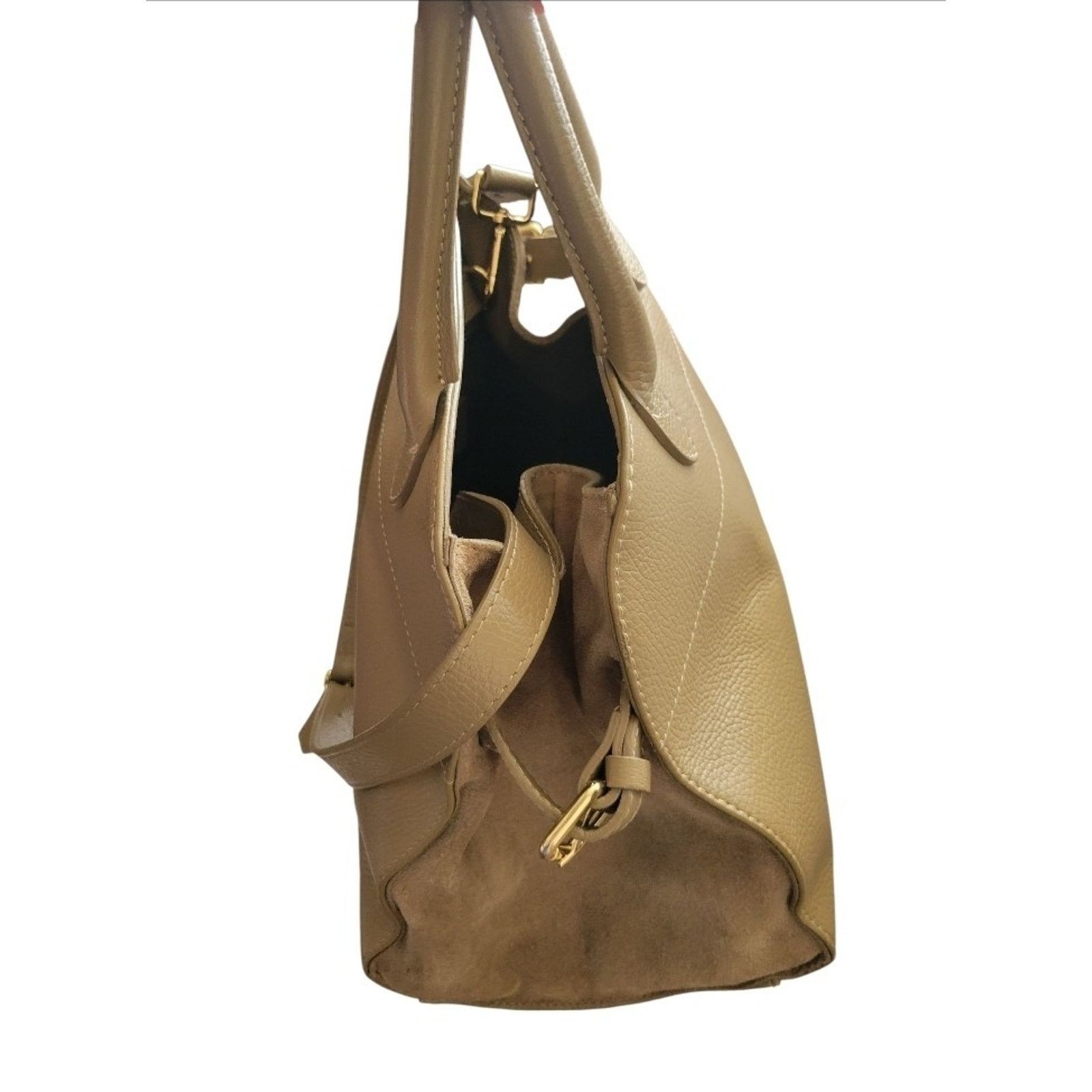 The Unbranded Brand Anna Paola Italian Genuine Leather Taupe Women Handbag Size ONE SIZE - 3 Thumbnail